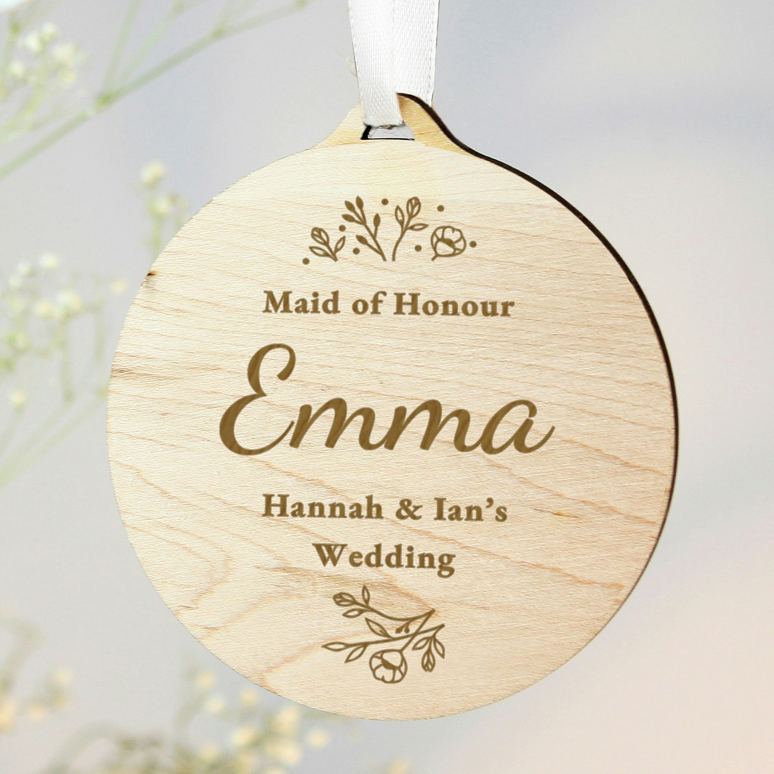 Personalised Memento Company Unisex Brown Personalised Wedding Party Wooden Tag In - Image 2