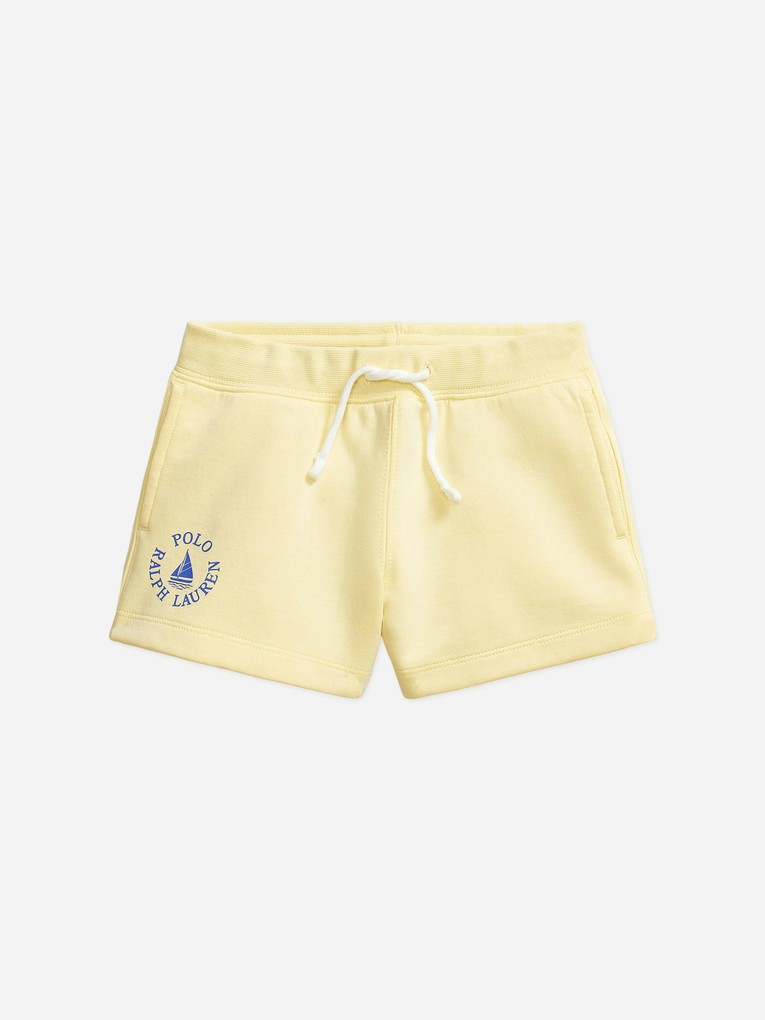 Ralph Lauren Kids Girls Yellow Ralph Lauren Logo Shorts In - 5 Yrs