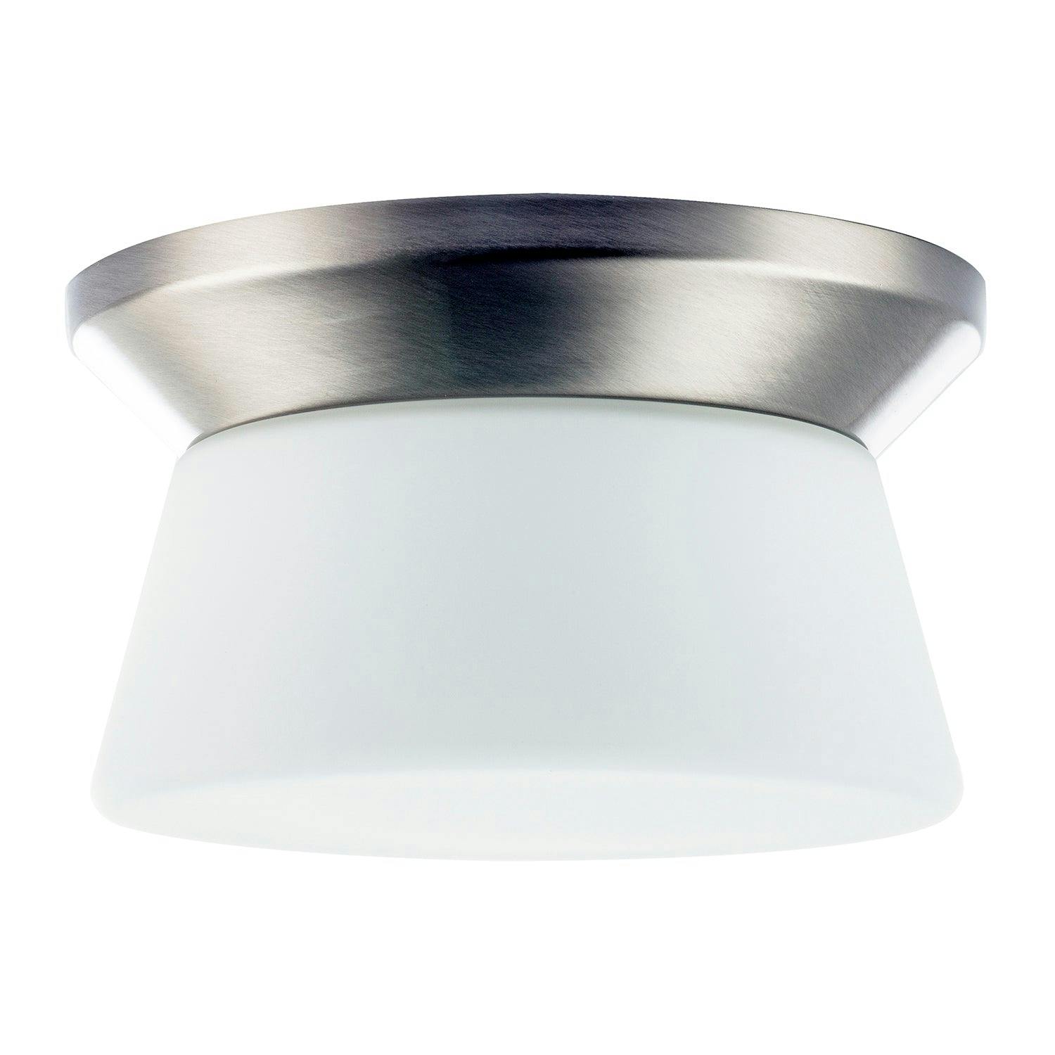 Rackhams Light/White Modern Satin Nickel Led Bathroom Ceiling With Opal Glass