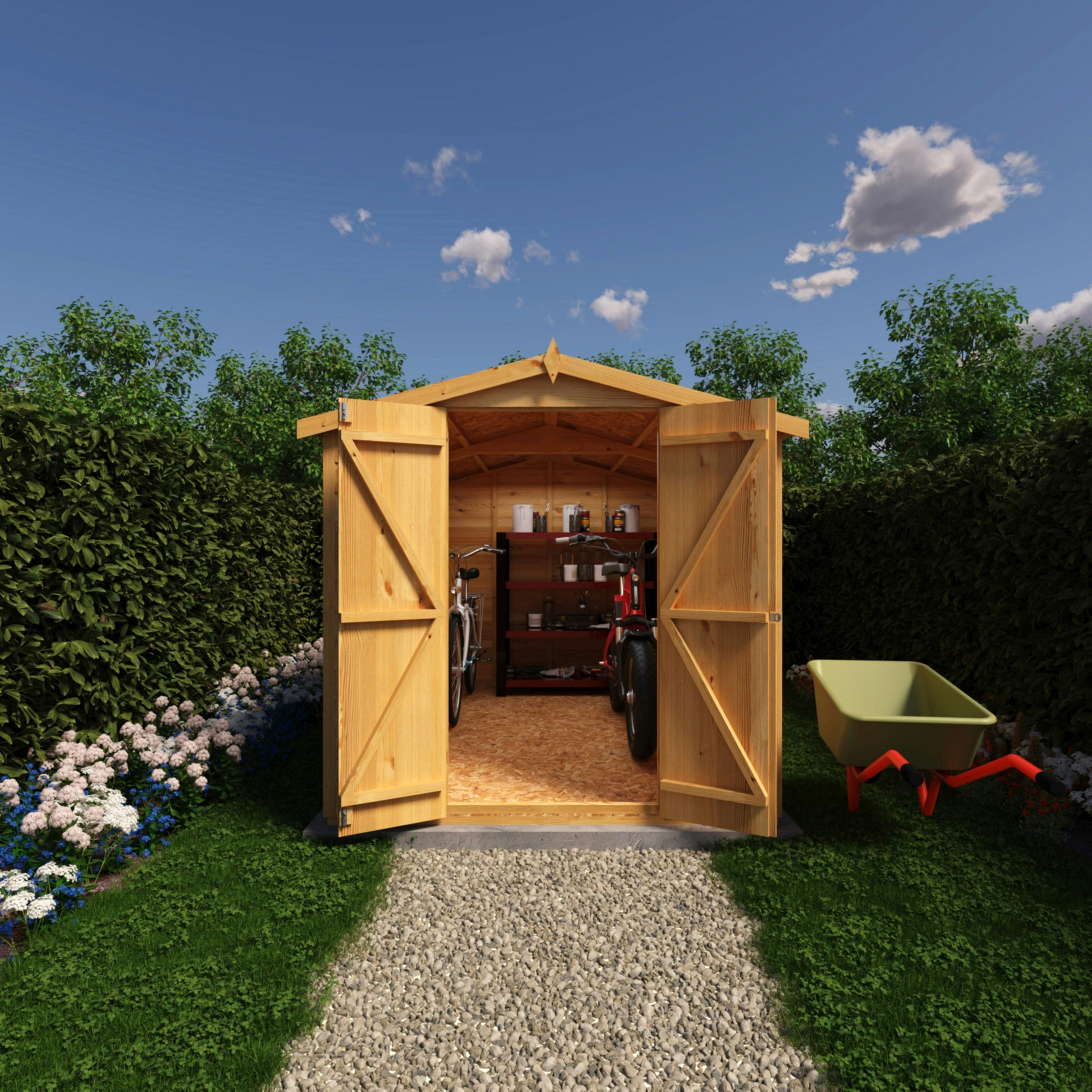 Rackhams Green Overlap Double Door No Windows 10X6 Storage Shed