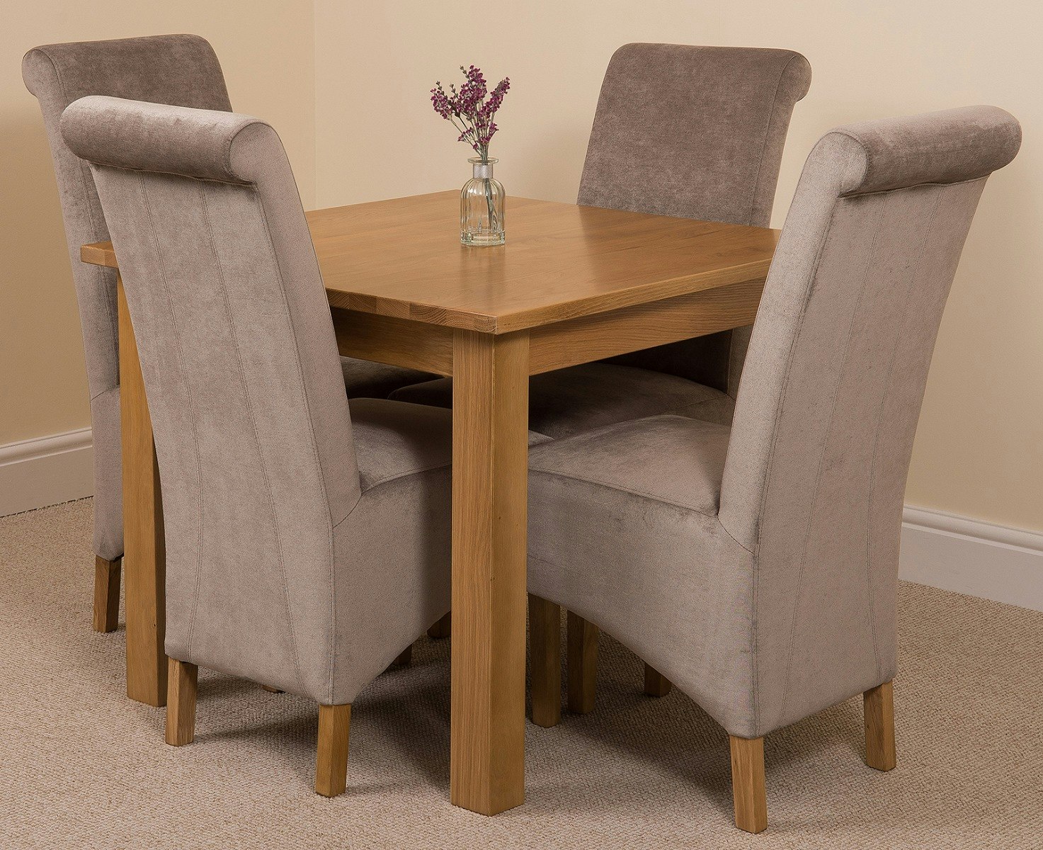 Rackhams Grey Oslo 90 X 90Cm Small Square Oak Dining Set With Montana Fabric Chairs - 1 - 4 Chairs