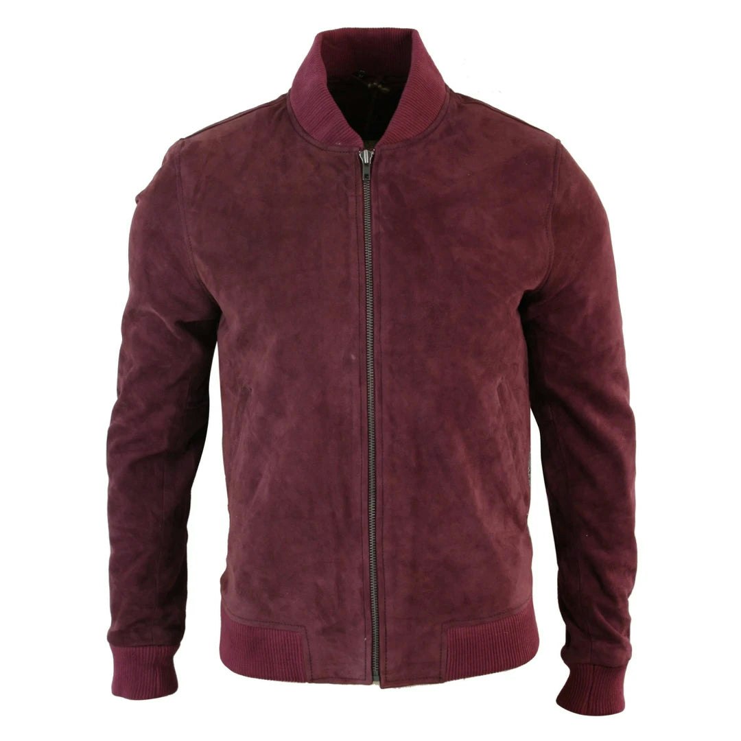 Infinity Leather Men's Black/Burgundy Leather Company Suede Leather Varsity Bomber College Jacket Classic Camel - Small
