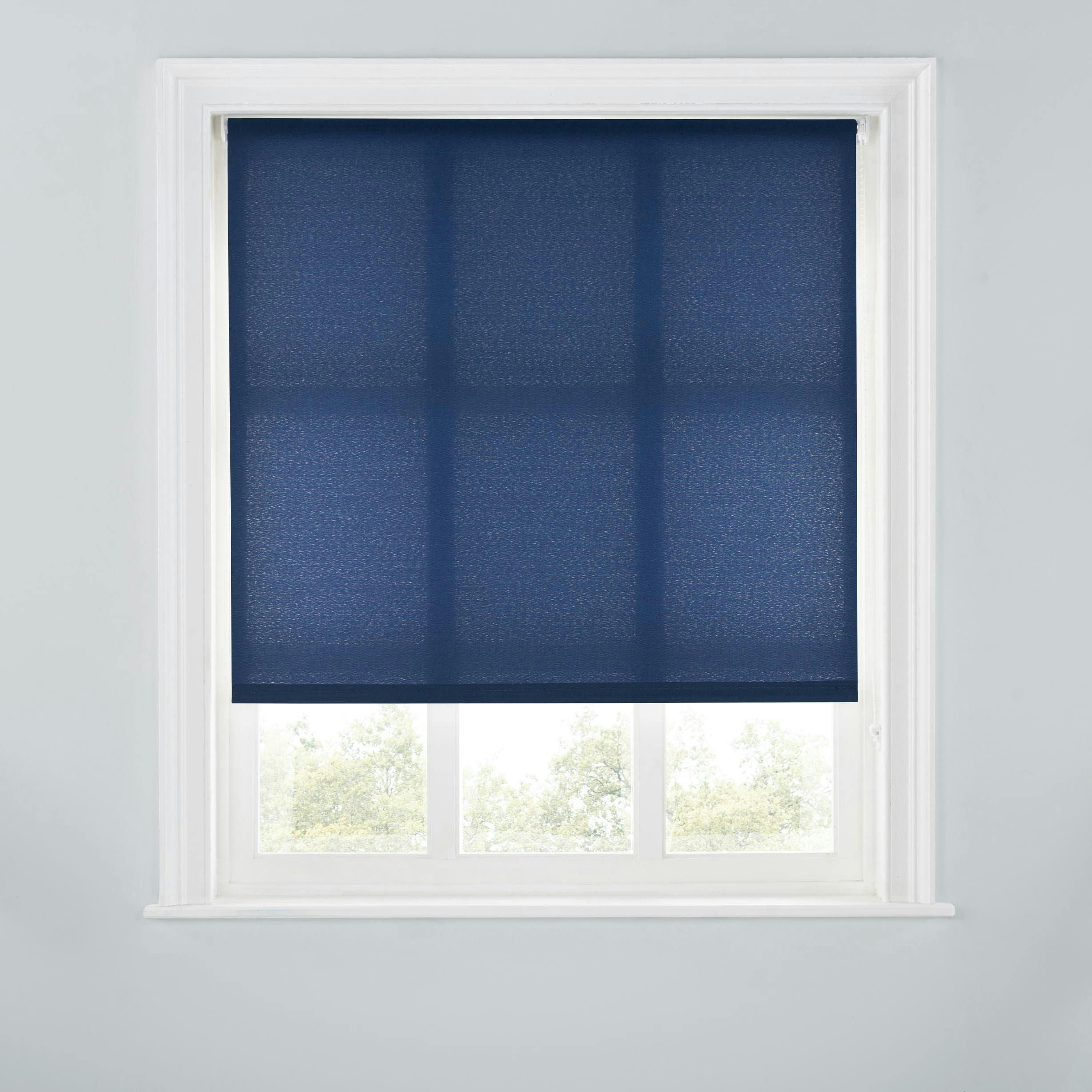 A.unique Home Light Trimmable Day Roller Blind - 4Ft - Navy - 120Cm(W) X 170Cm(L)