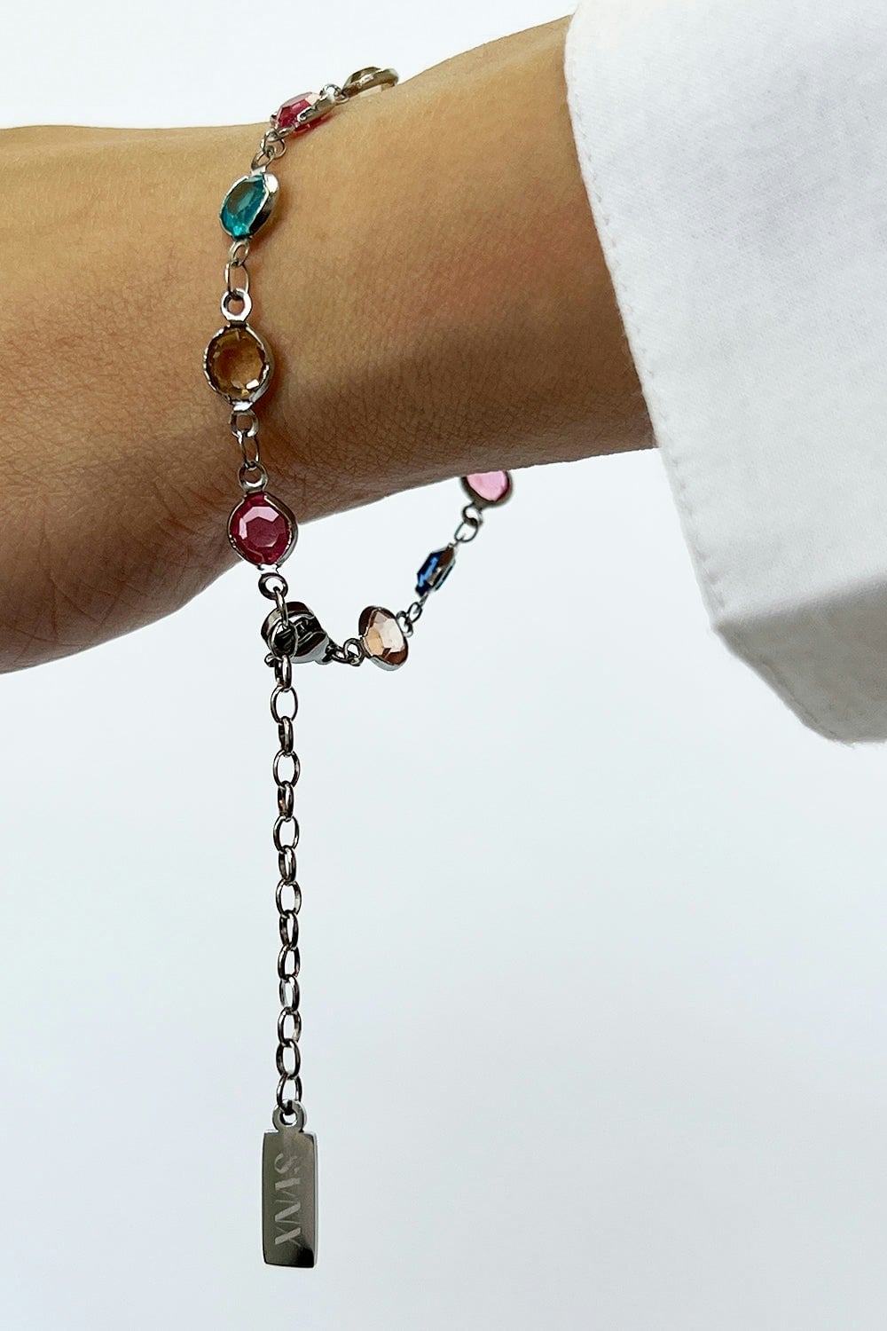 Svnx Women's Silver Round Crystal Bracelet In Multi - Gift Boxed In - Image 4
