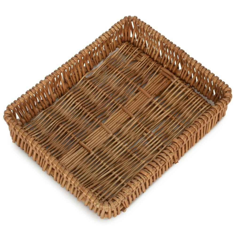 Red Hamper Shallow Wicker Serving Tray - Small
