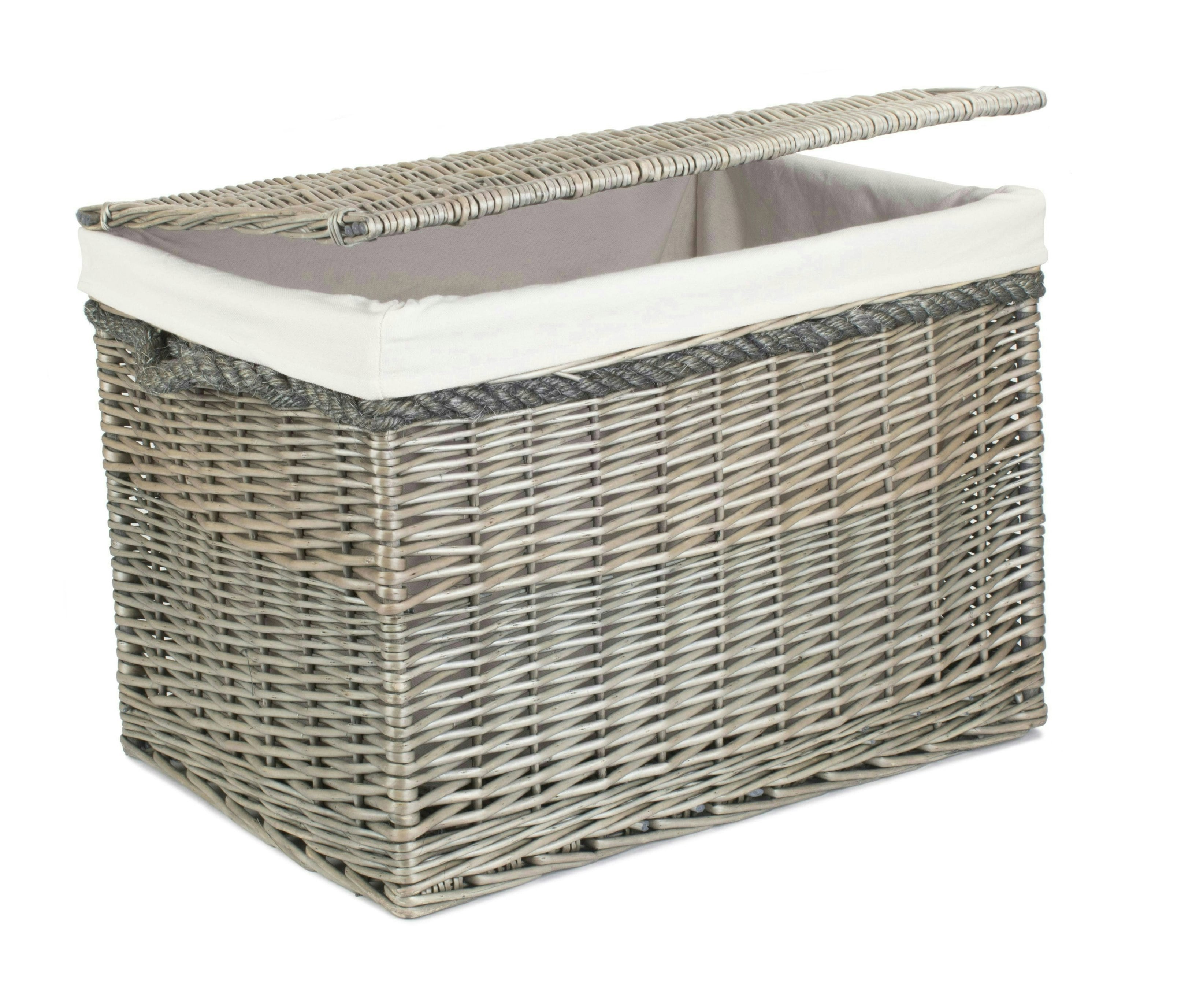Rackhams Red/Cream 58Cm Antique Wash Wicker Storage Basket - One Size
