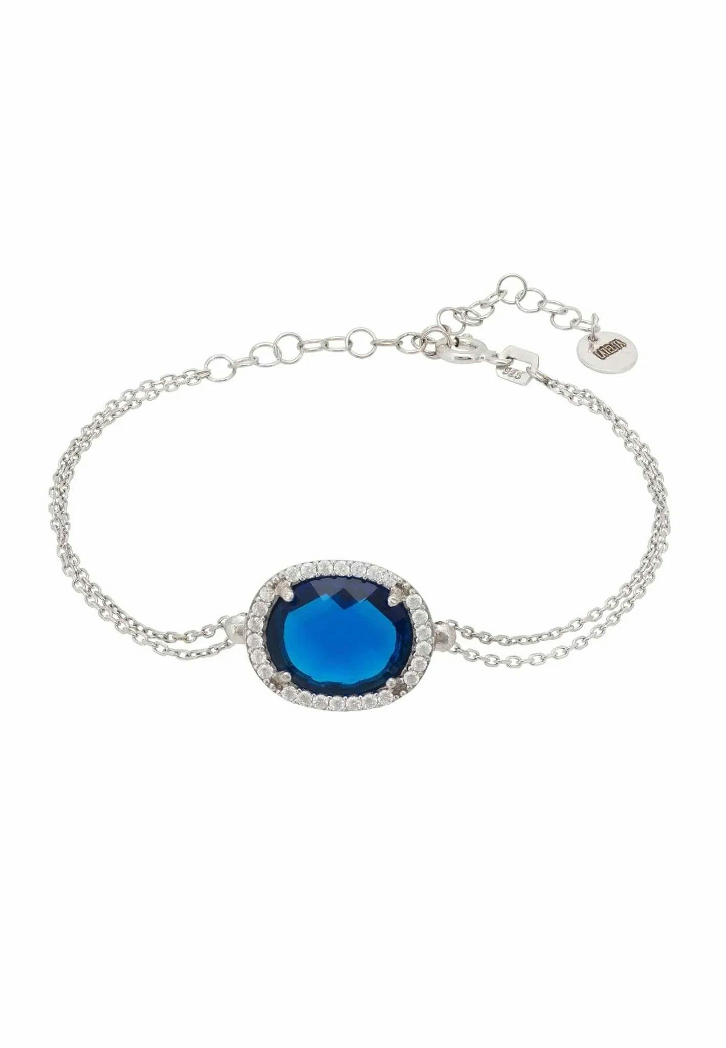 Latelita Silver Beatrice Oval Gemstone Bracelet Sapphire Hydro