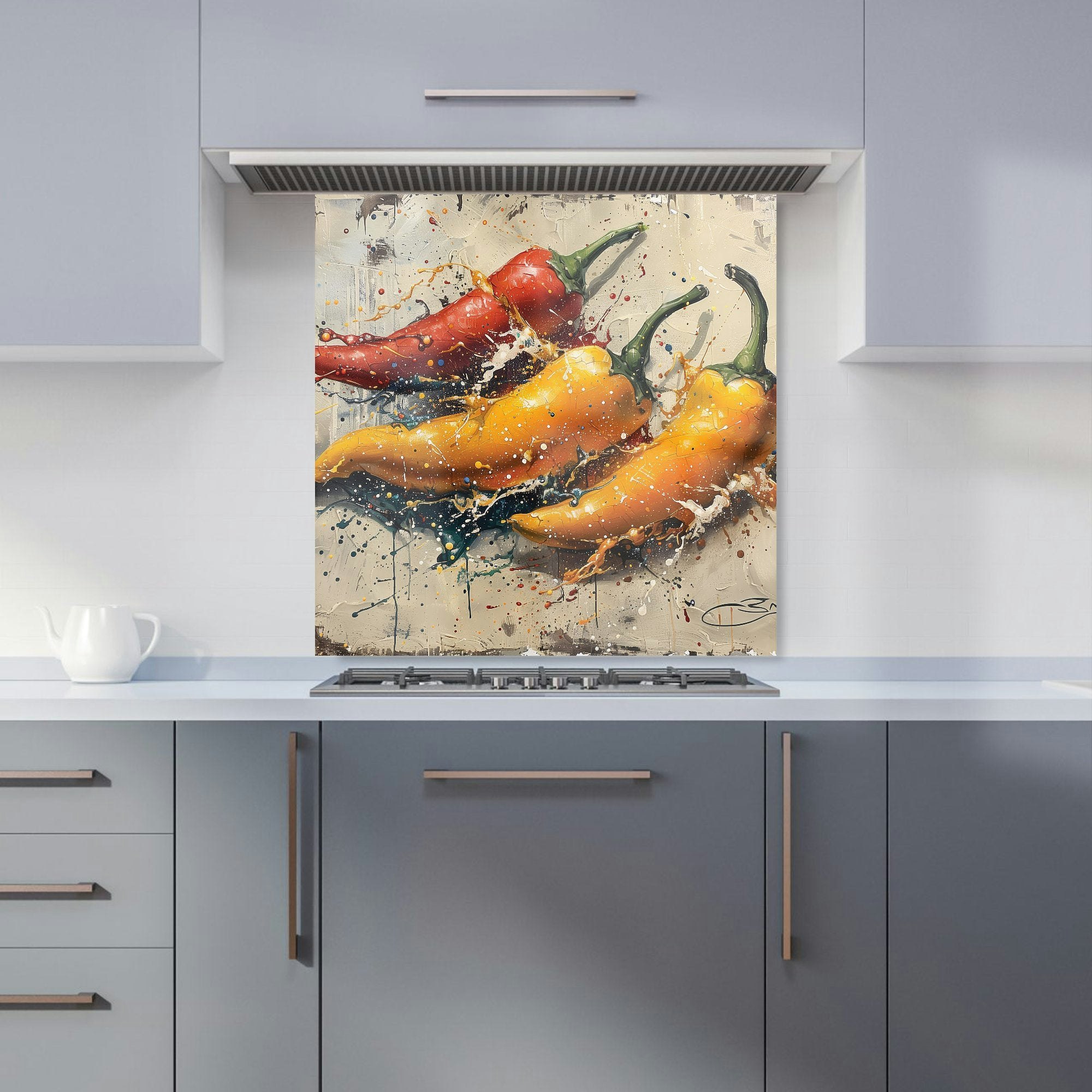 Warren Reed - Designer Vivid Burst: Pepper Splash Kitchen Splashback - W600mm X H600mm