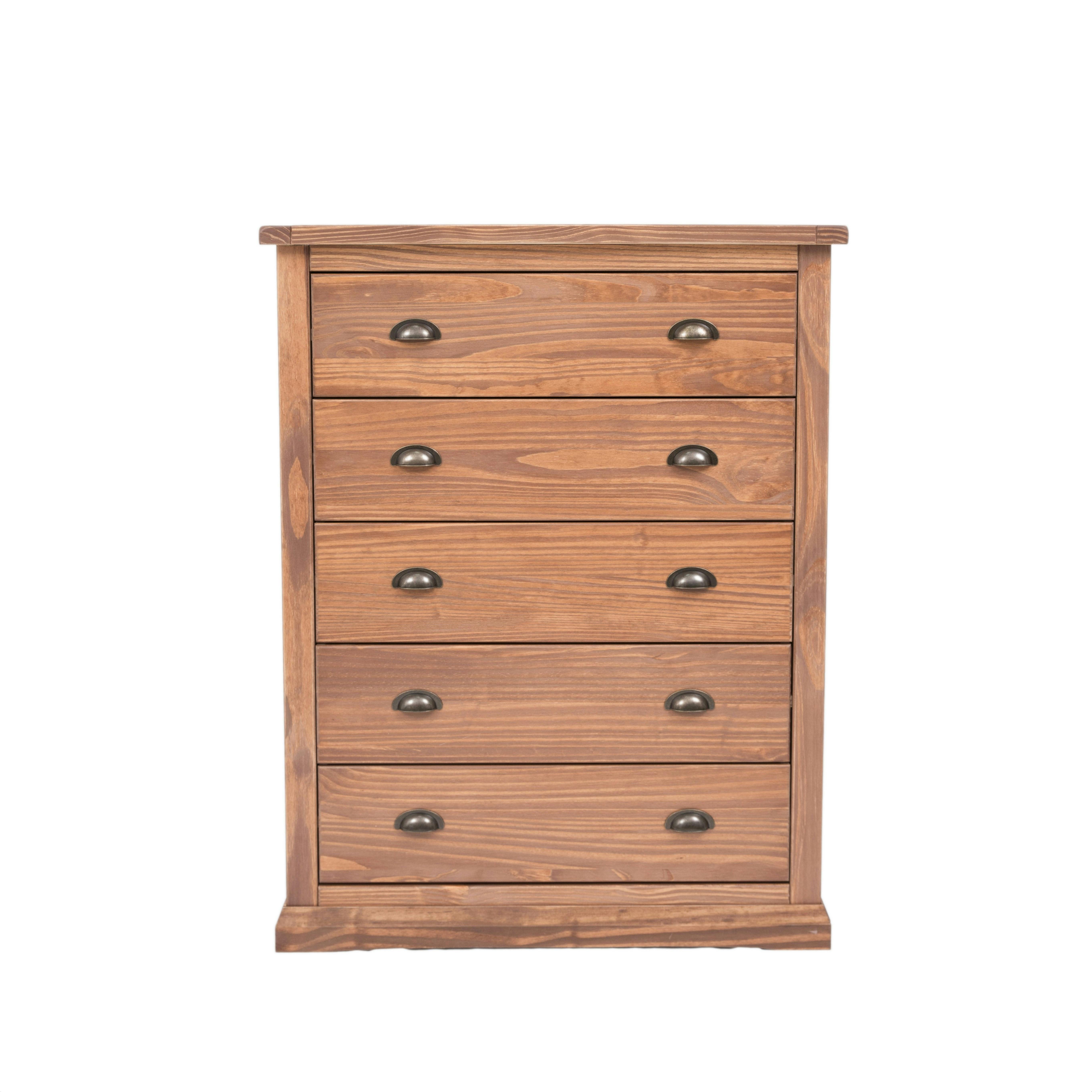 Rackhams Brown Tirolo 5 Drawer Chest Of Drawers Brass Cup Handle