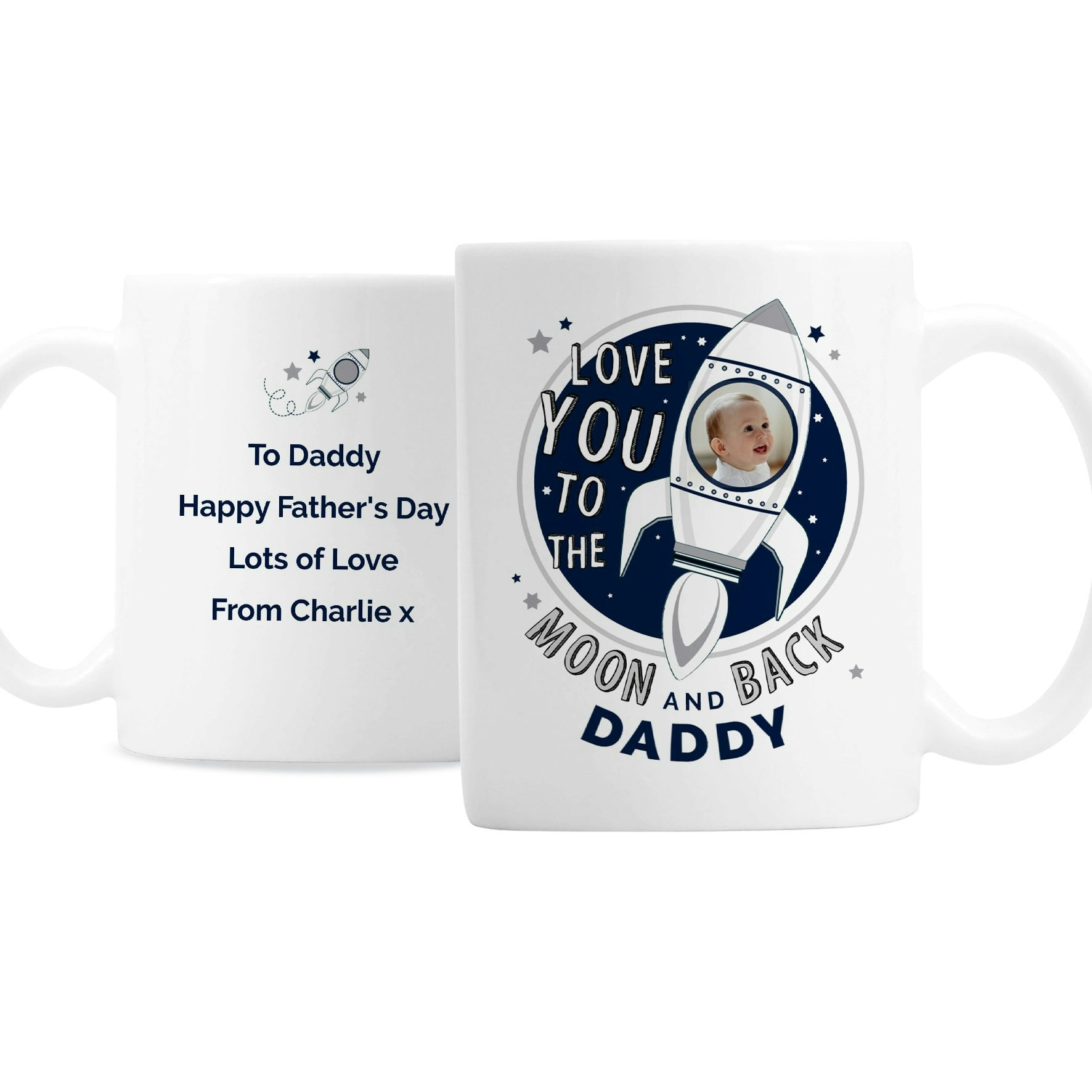 Rackhams Personalised Moon & Back Photo Upload Mug
