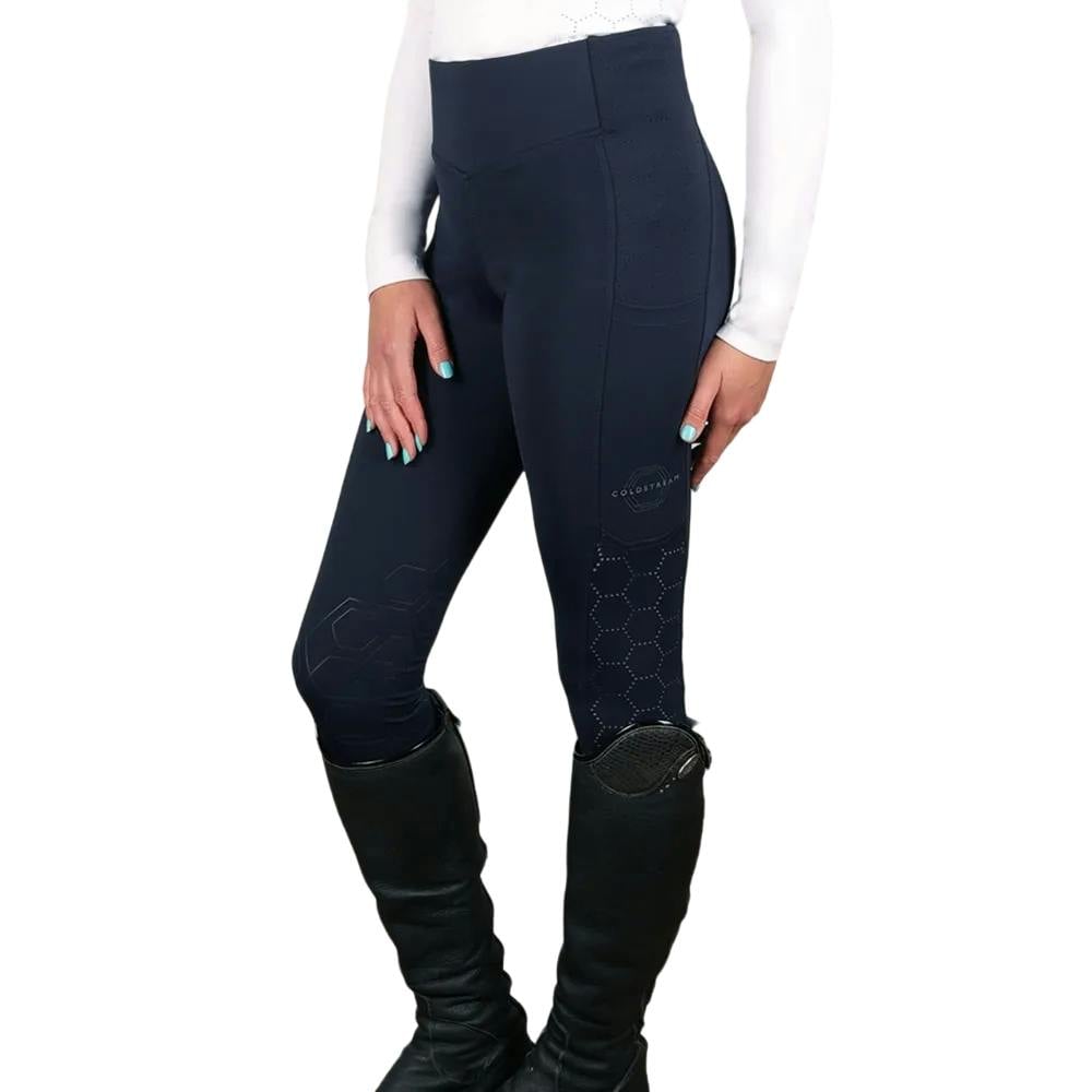 Coldstream Women's Ecclaw Elite Compression Horse Riding Tights - Navy - S - Navy - 100% Mixed