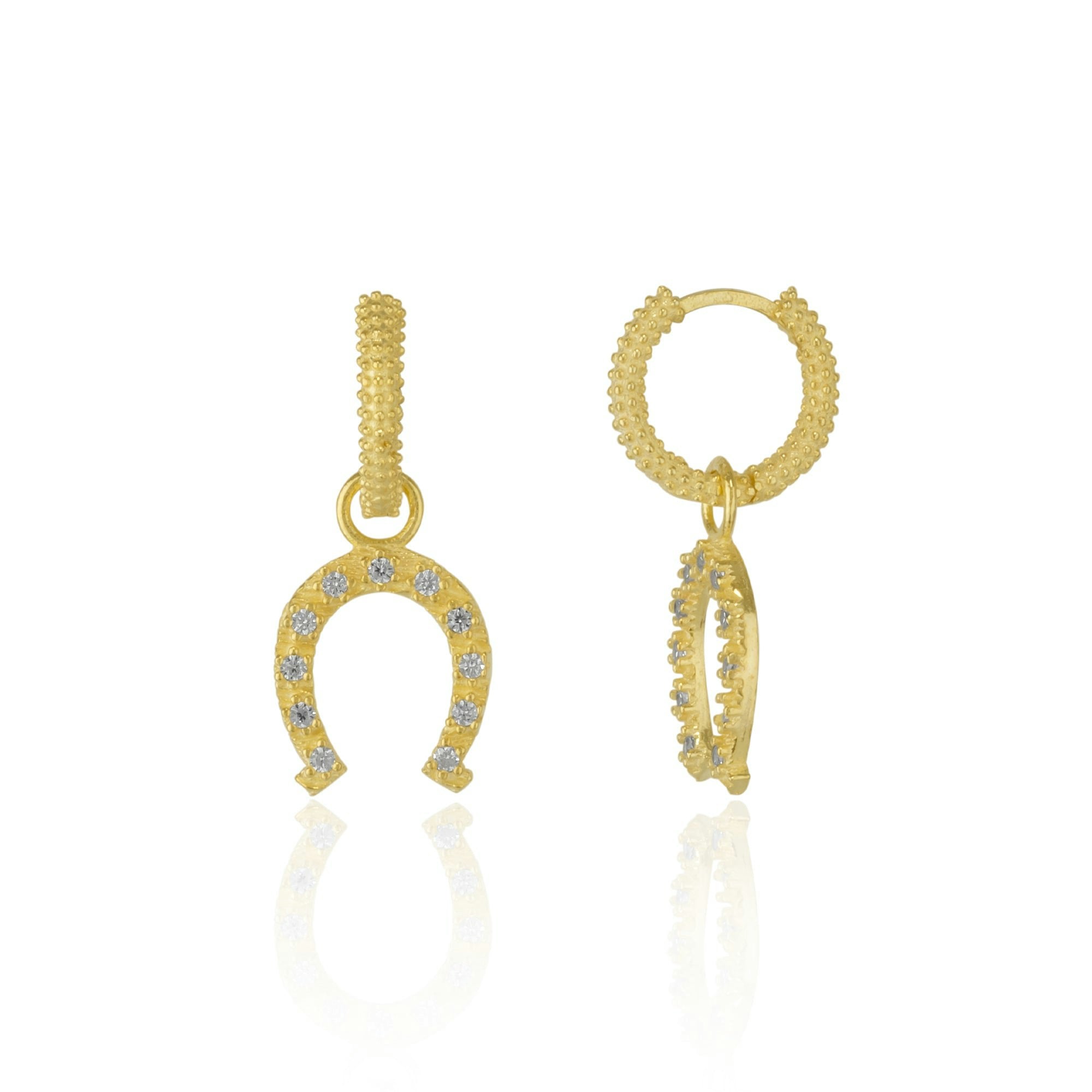 Spero London Women's Gold/Silver Vermeil Hoop Sterling Horseshoe Equestrian Earrings