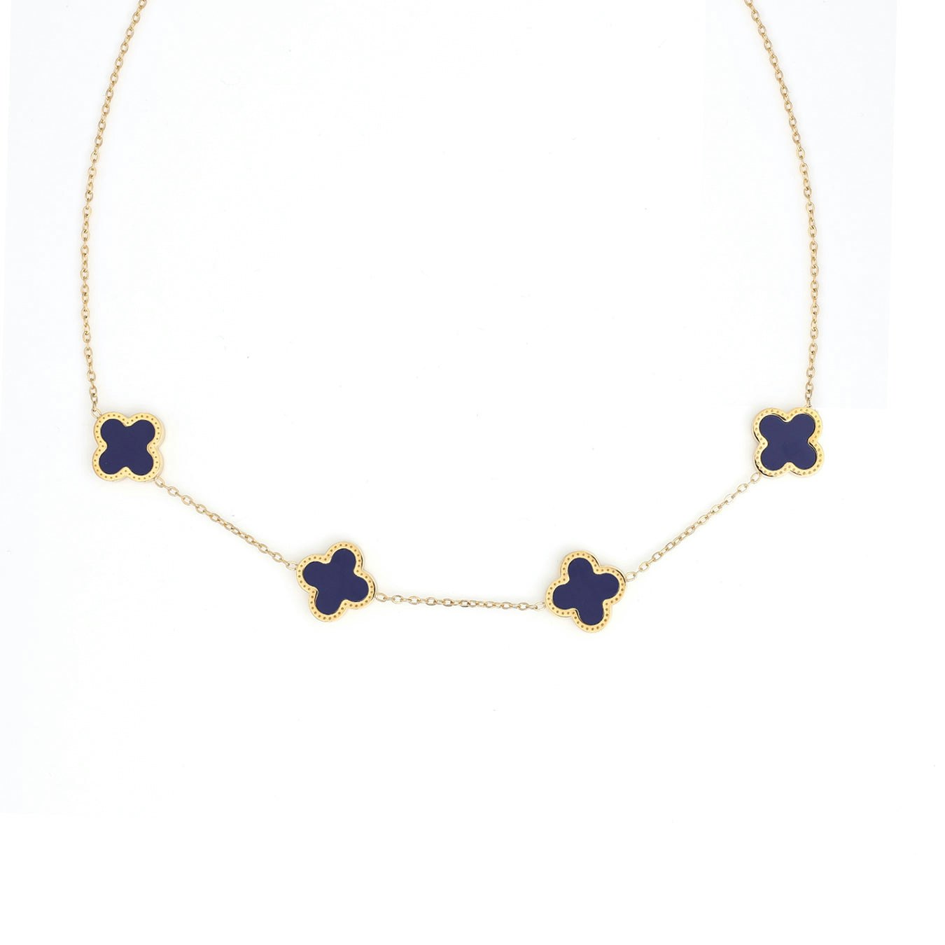 Say It With Blue/Yellow/Gold Clover Choker Necklace - Plated