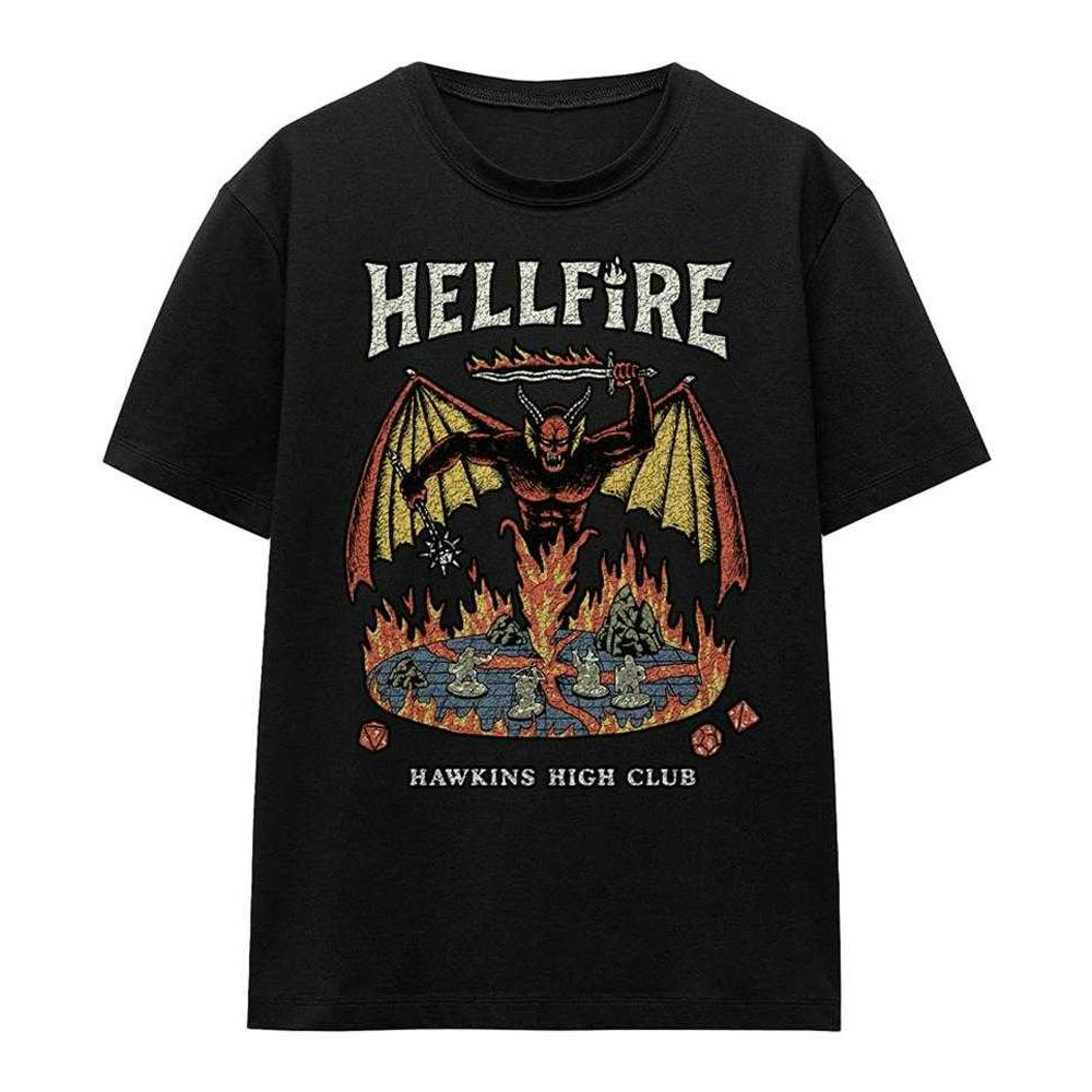 Stranger Things Women's Black Hawkins High Hellfire T-Shirt - Xl