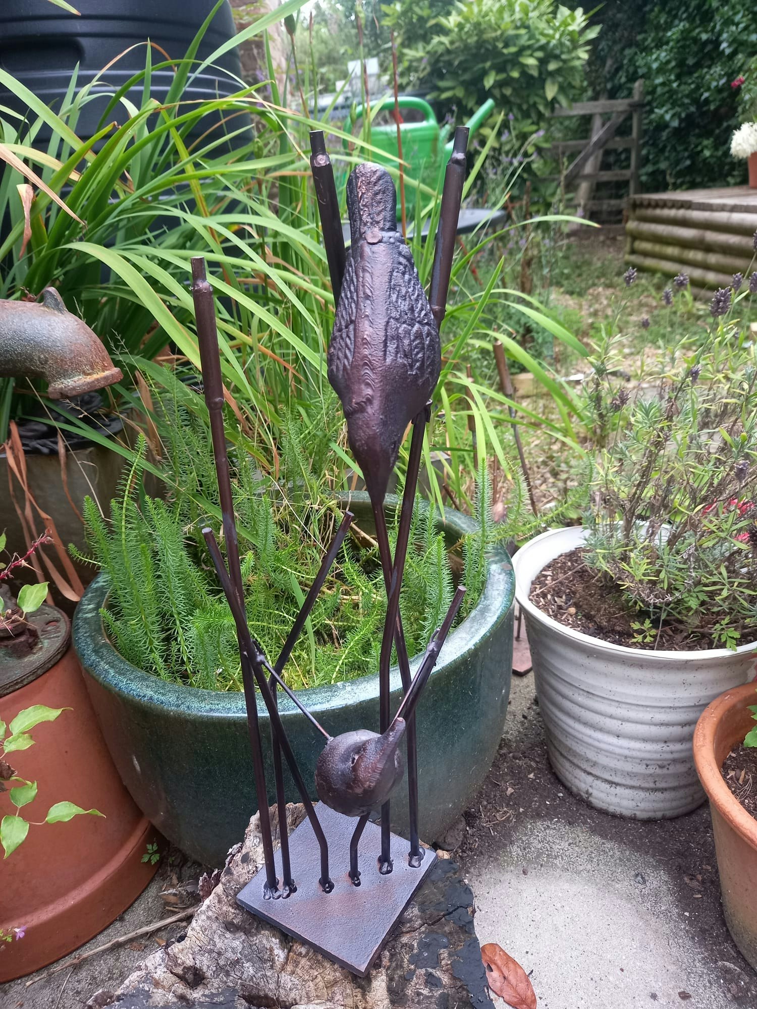 Rackhams Bronze Birds On Reeds Garden Sculpture Statue Ornament - Cast Iron - Sculpture