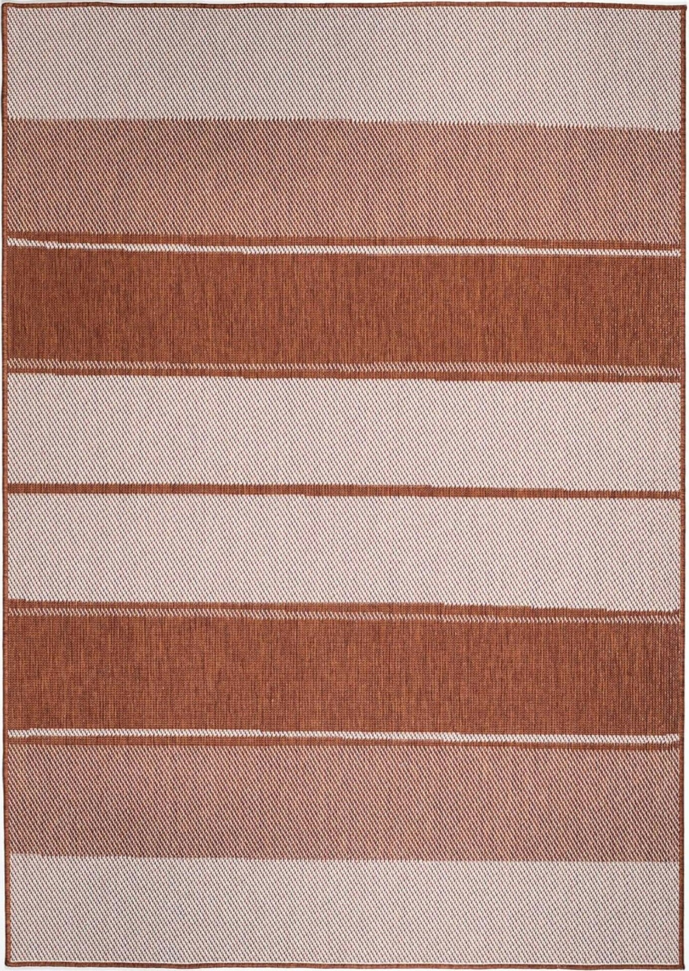 Outdoor or Indoor Tonal Stripes Duo Weave Rug Hardwearing Soft to Touch Mat - Image 4