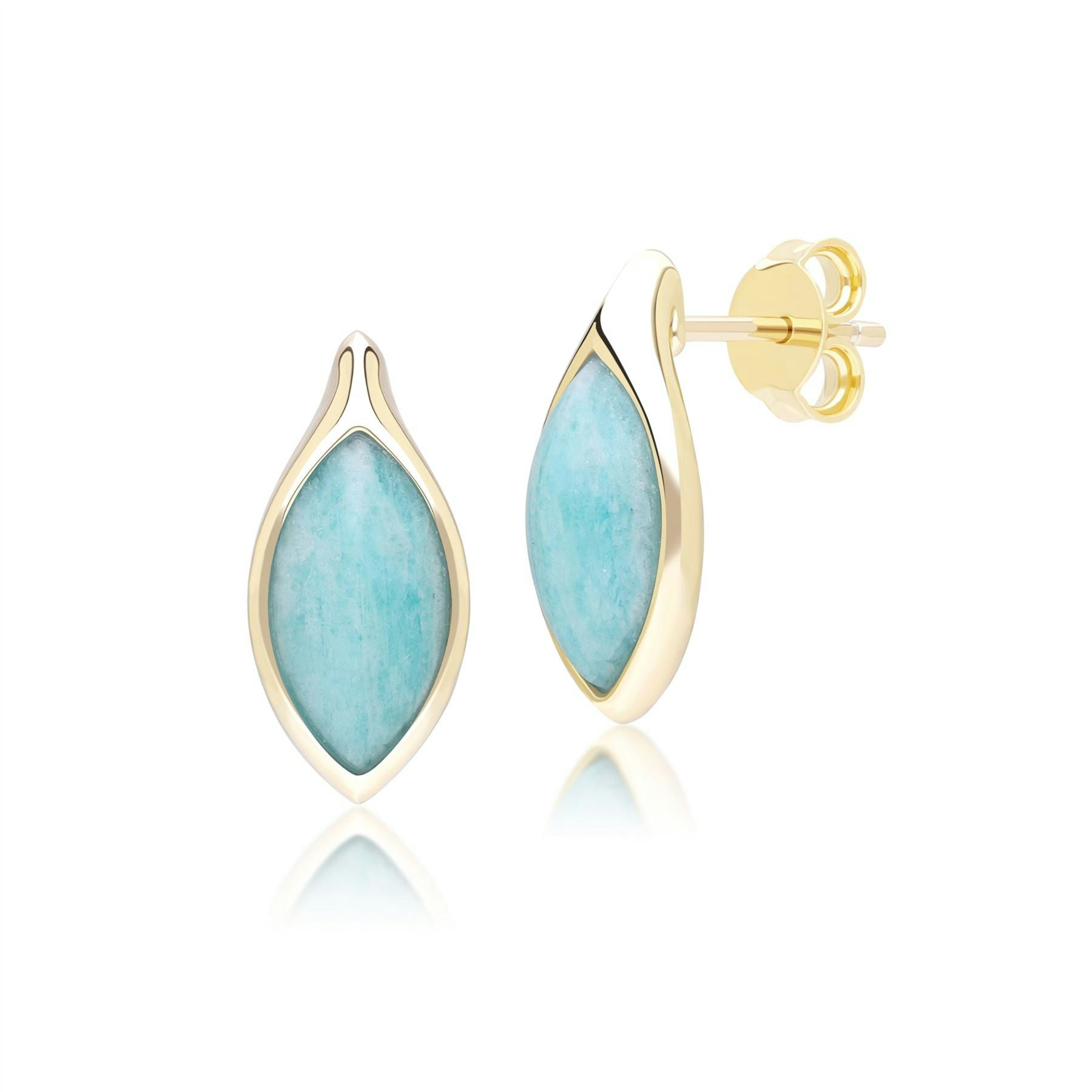 Gemondo Yellow/Gold Classic Marquise Amazonite Stud Earrings In 9Ct