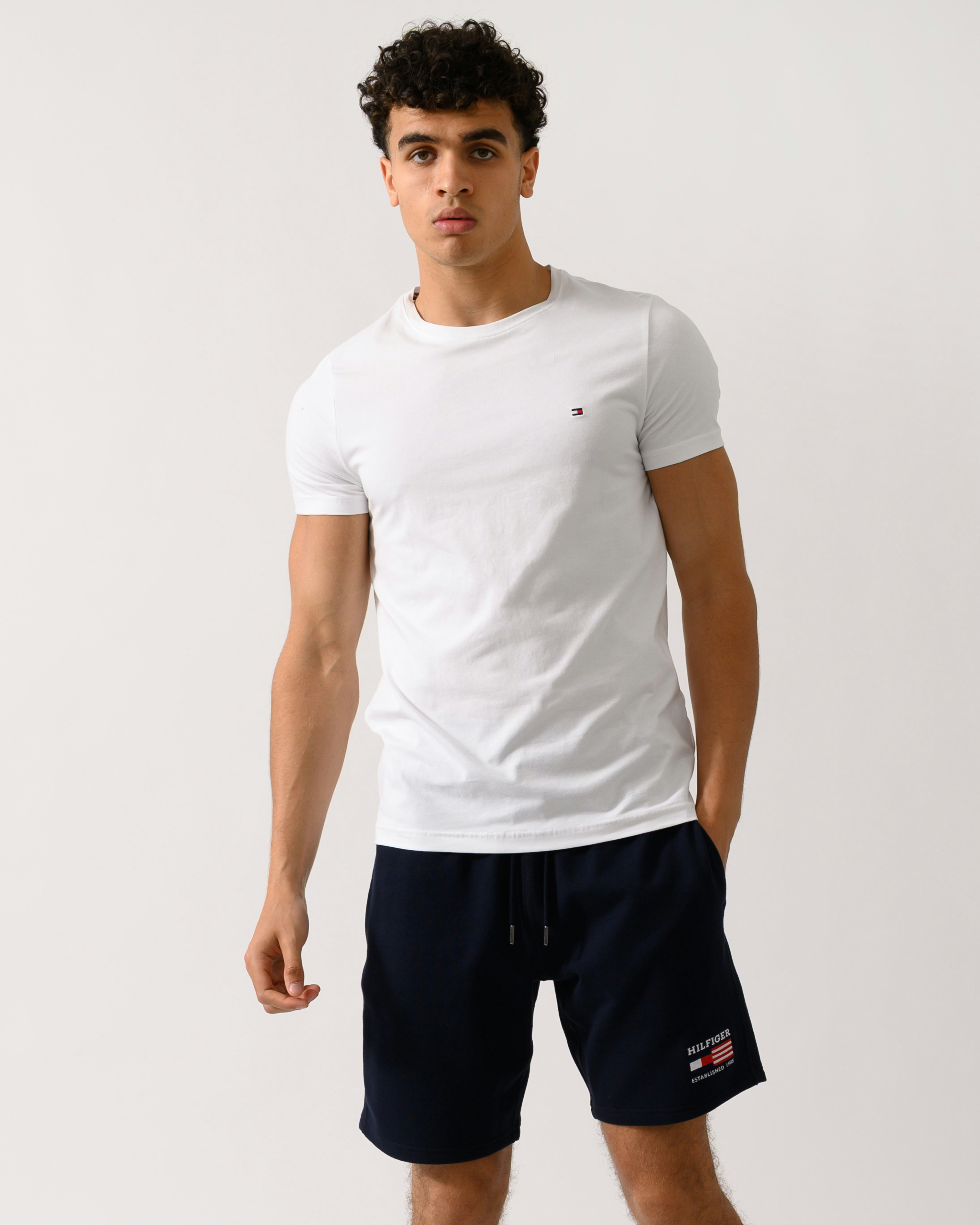 Tommy Hilfiger Core Stretch Cotton T-Shirt In Slim Fit With Crew Neck Men's White Extra Large - La Redoute - Image 5