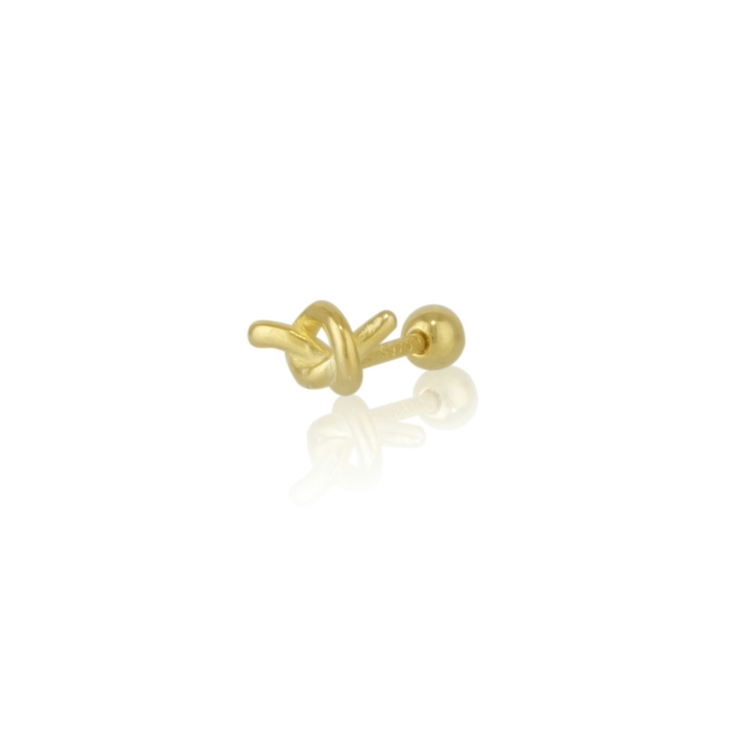 Spero London Silver/Gold Knot Sterling Piercing Earring