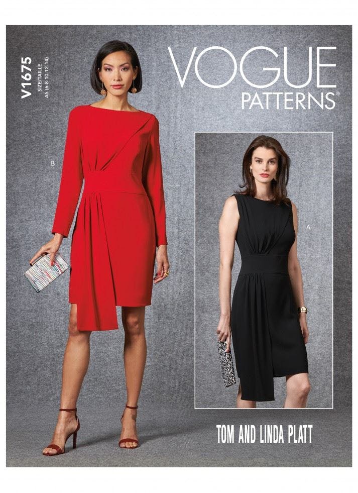 Vogue Women's Sewing Pattern 1675, Dresses For A5 (6-8-10-12-14) - Intermediate - E5 (14-16-18-20-22)
