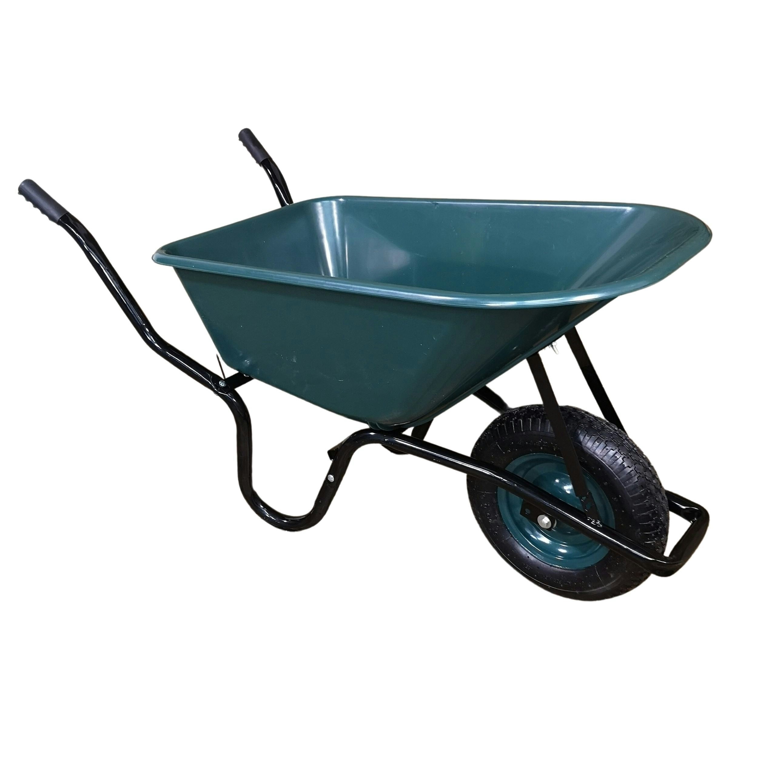 110 Litre 150kg Capacity Heavy Duty Outdoor Garden Trolley WheelBarrows with Pneumatic Tyre, Plastic Garden Cart Wheelbarrow in Green - Image 3