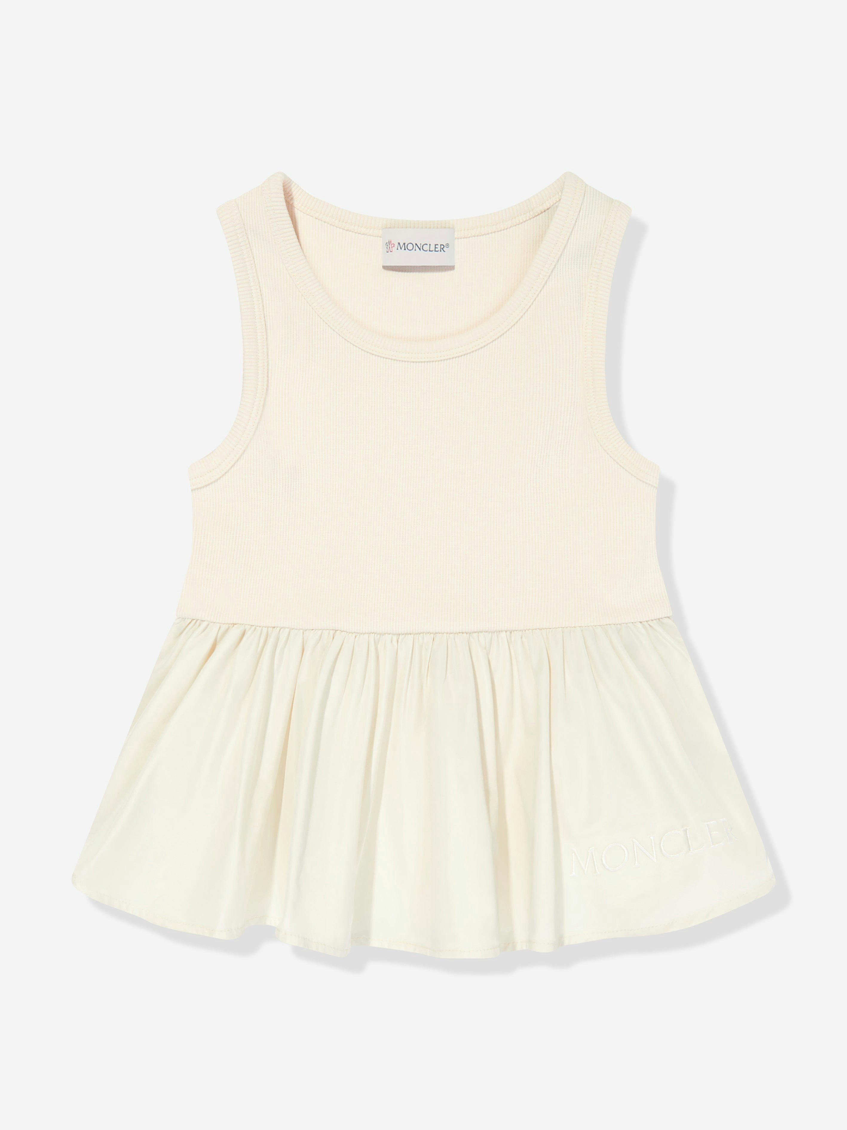 Moncler Enfant Girls Ivory Sleeveless Top In - 4 Yrs