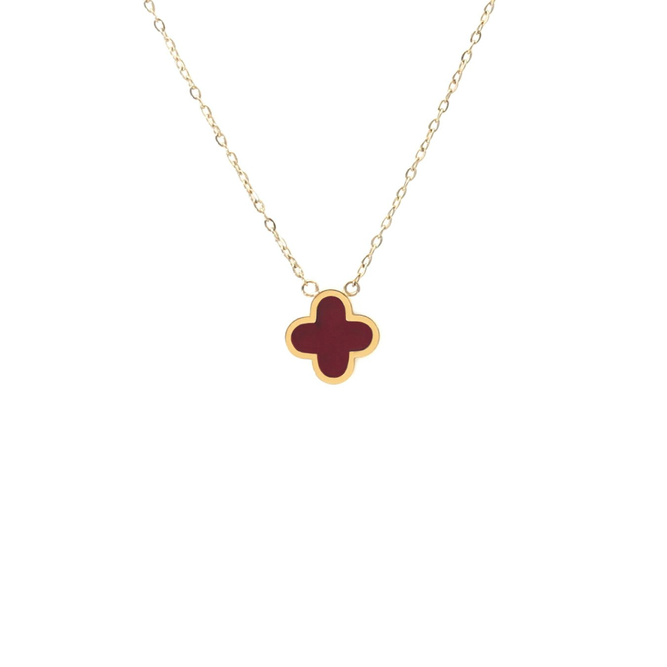 Say It With Yellow/Gold Plum Crystal Clover Necklace - Plated