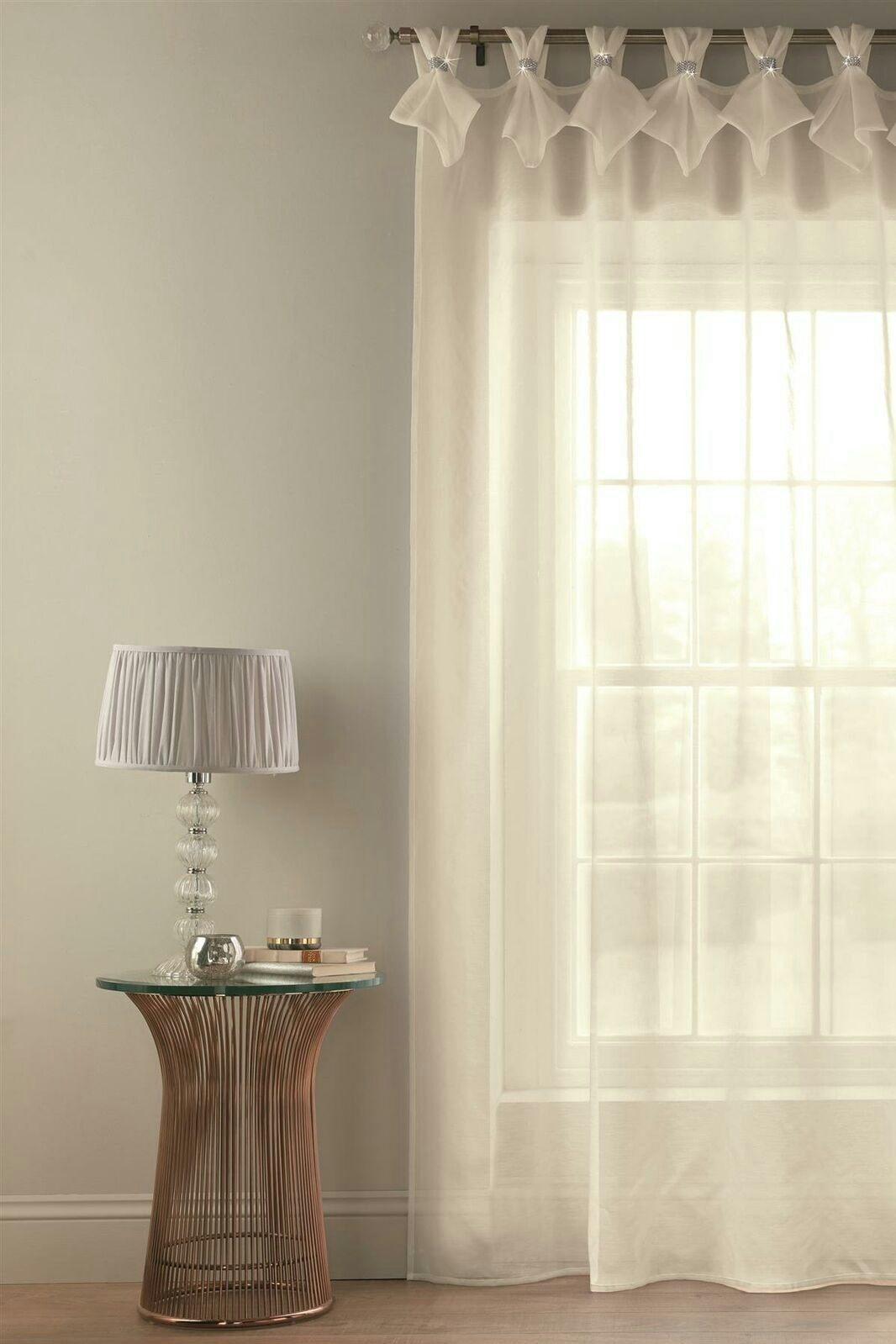 Alan Symonds Cream Tiara Dolly Voile Semi-Sheer Tabbed Curtain Panel - 108"