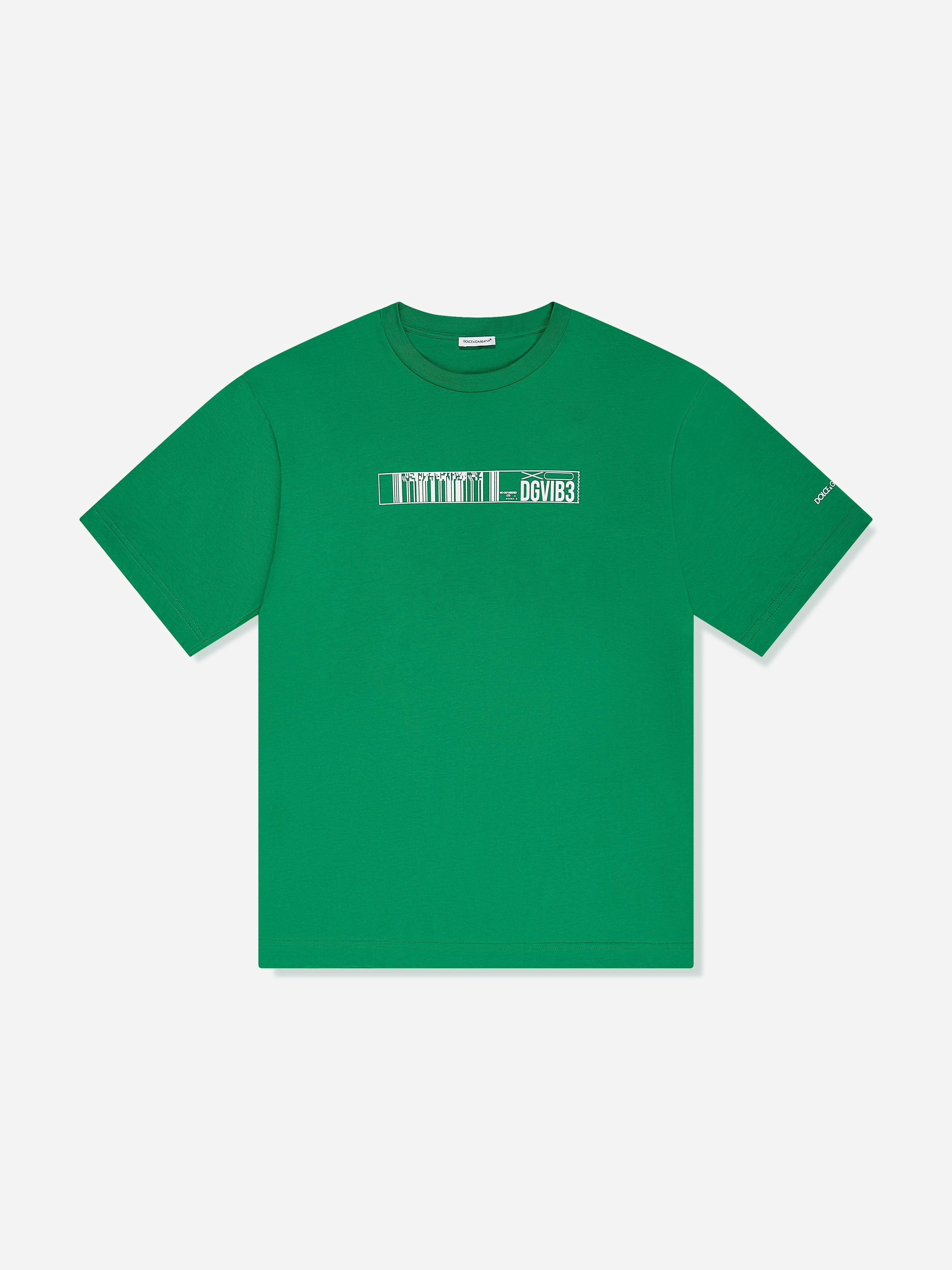 Dolce & Gabbana Kids Boys Green Dolce & Gabbana Dg Vibe T-Shirt In - L (16 Yrs)