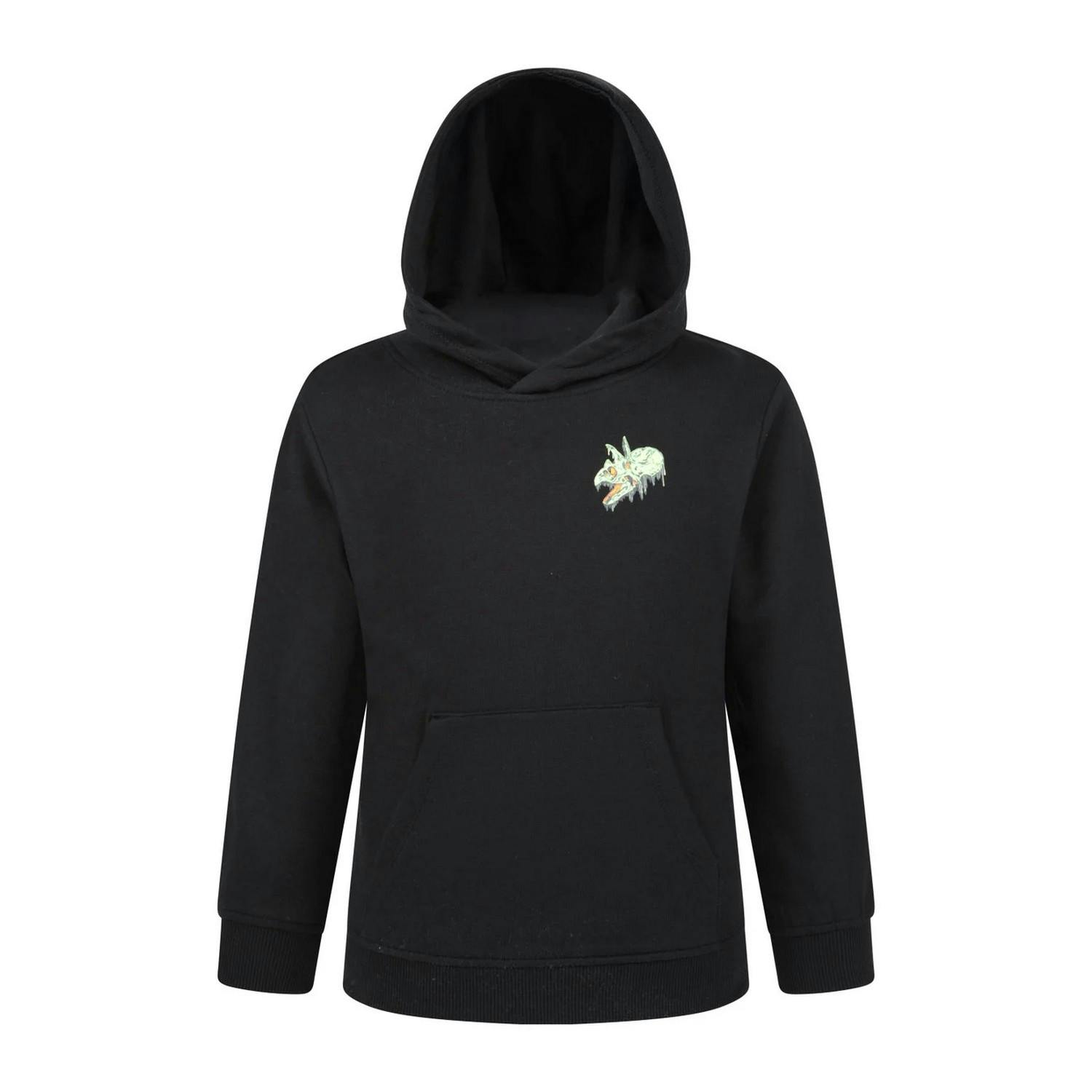 Mountain Warehouse Black Kids Dripping Dino Hoodie - Jet - 13 Years - Jet - 100% Organic Cotton