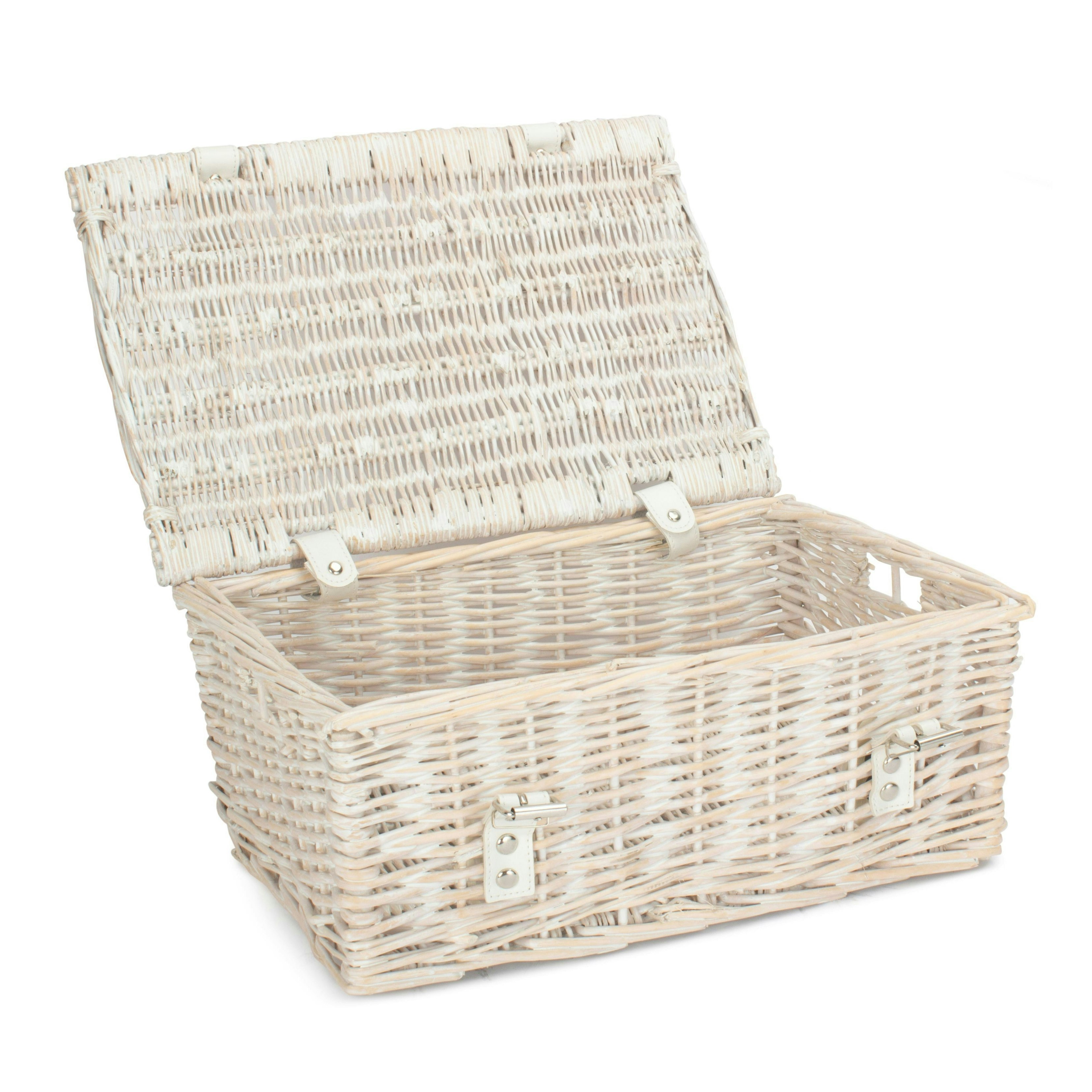 Rackhams Red 35Cm Whitewash Willow Wicker Picnic Basket - Unlined