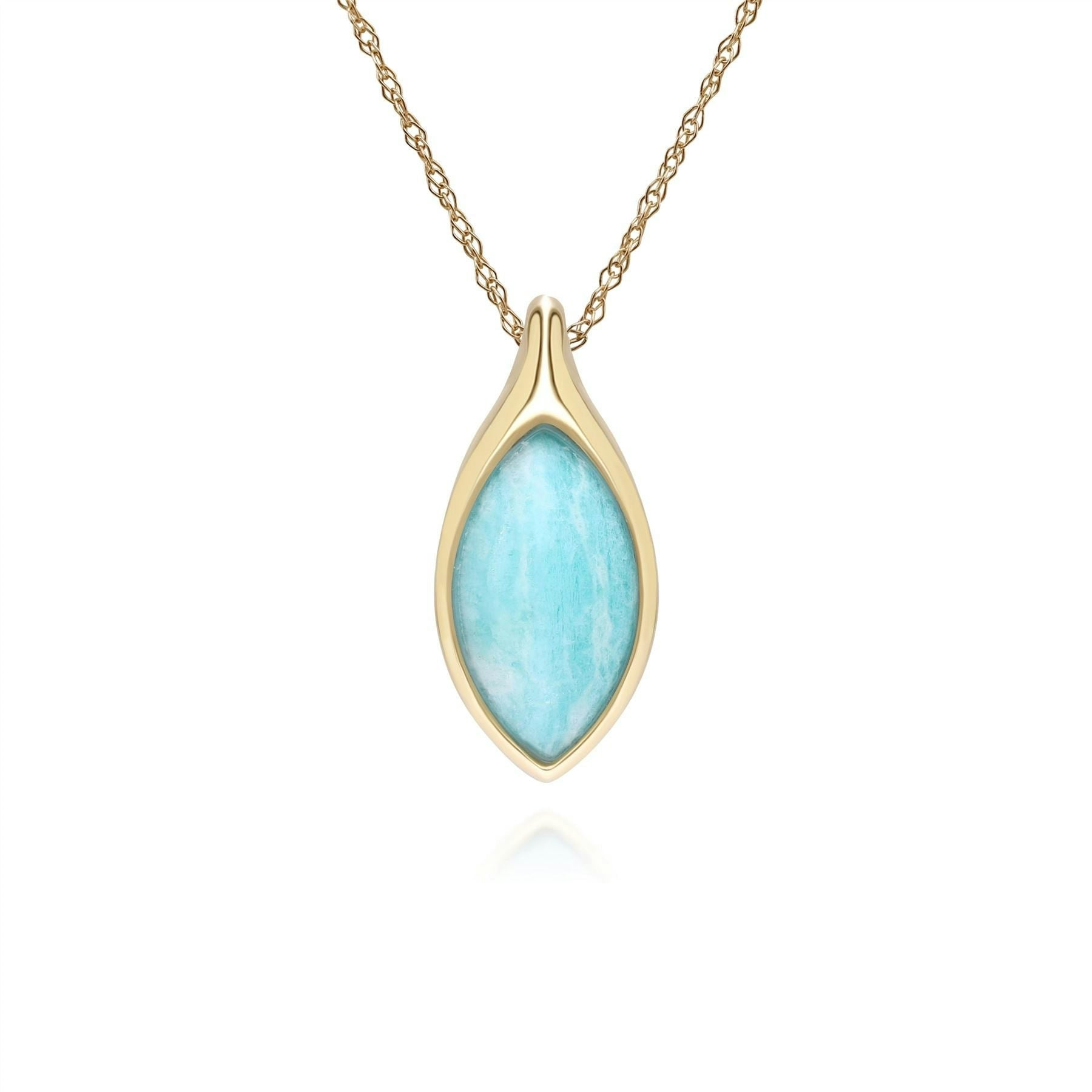 Gemondo Yellow/Gold Classic Marquise Amazonite Pendant Necklace In 9Ct