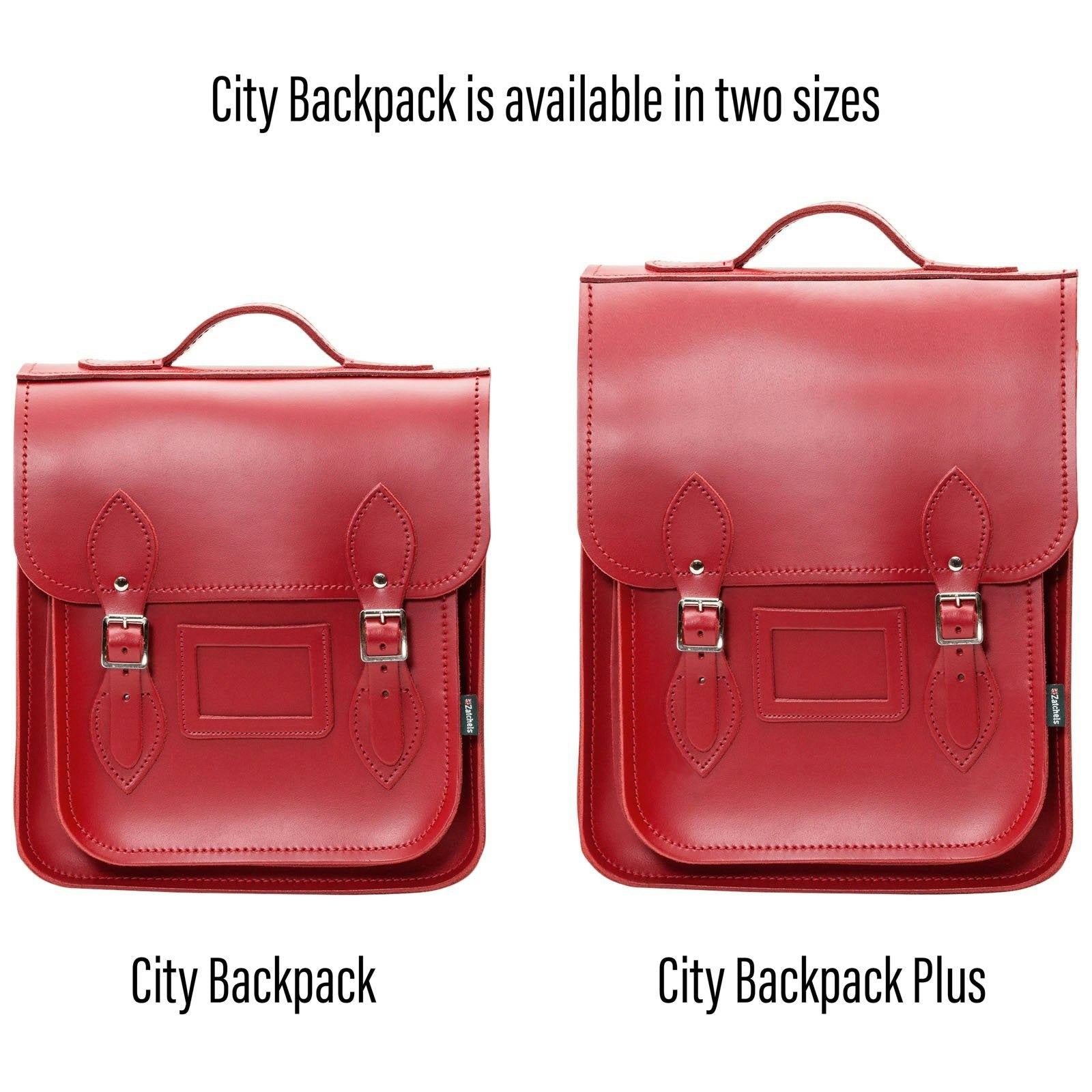 Zatchels Red Handmade Leather City Backpack - Plus