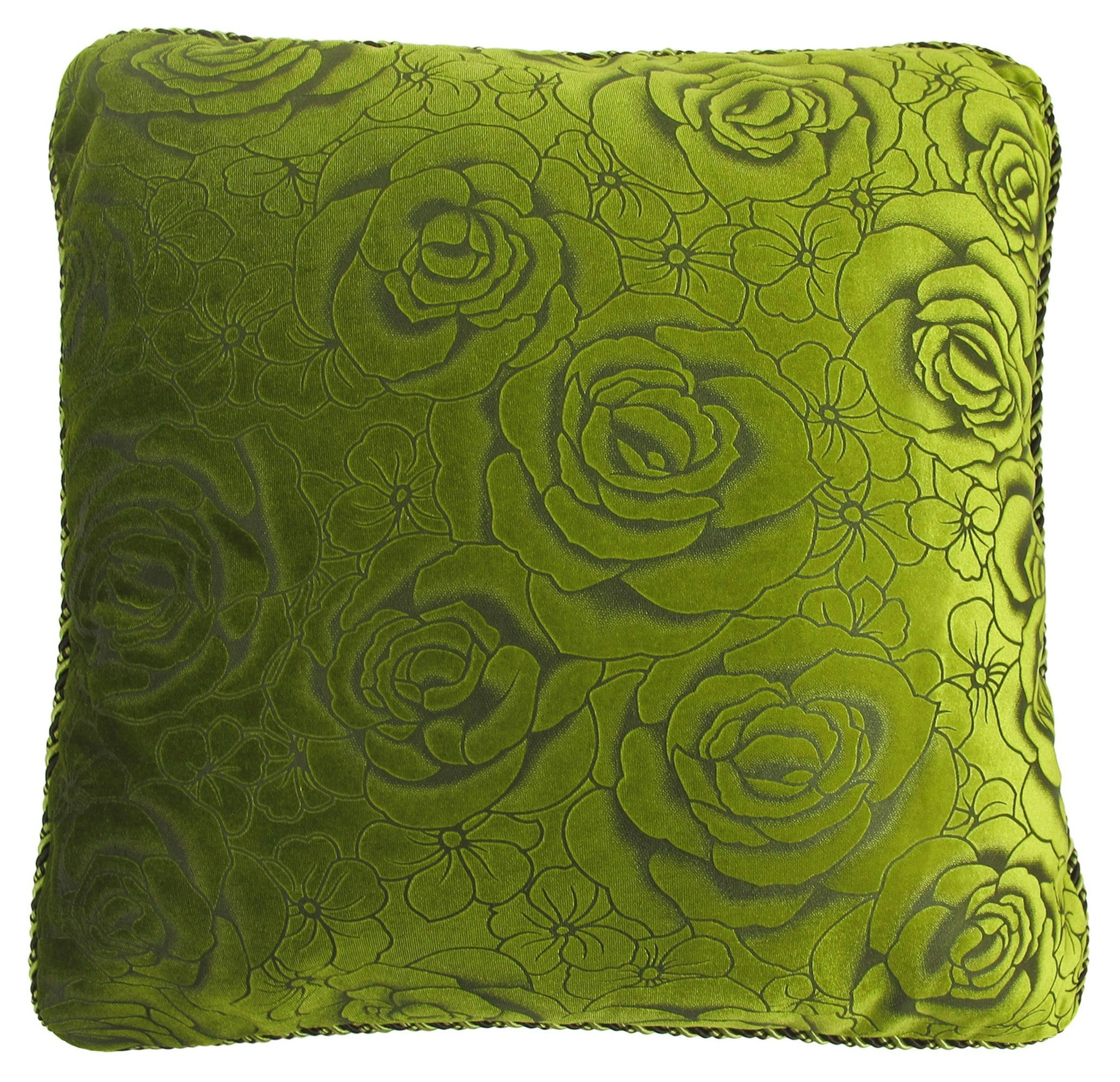 Intimates Flock Rose Cushion - 43Cm X 43Cm - Lime