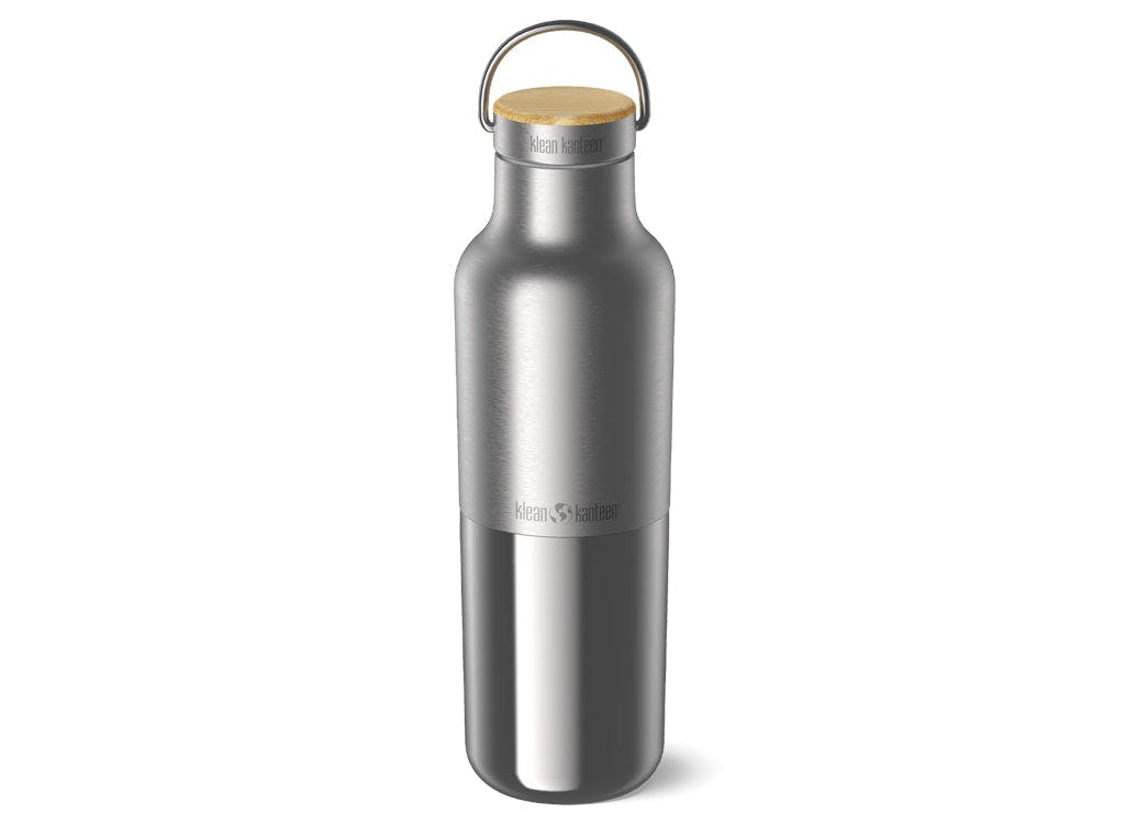 Rackhams 592Ml Rise Insulated Reflect Water Bottle With Bamboo Cap - Brushed Stainless