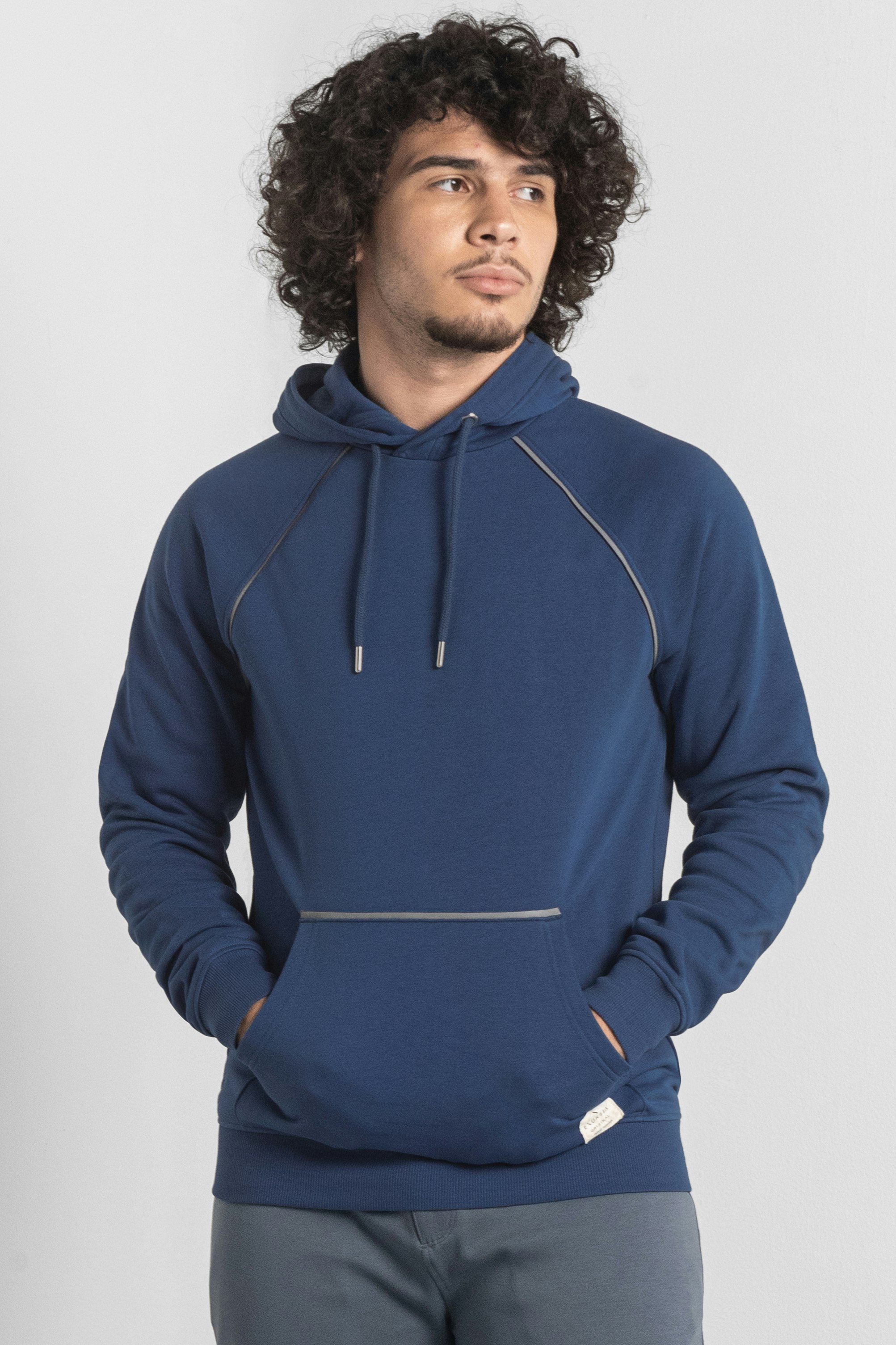 Enorsia Men's Brushed Fleece Raglan Hoodie - M - Navy - 75% Cotton, 25% Polyester
