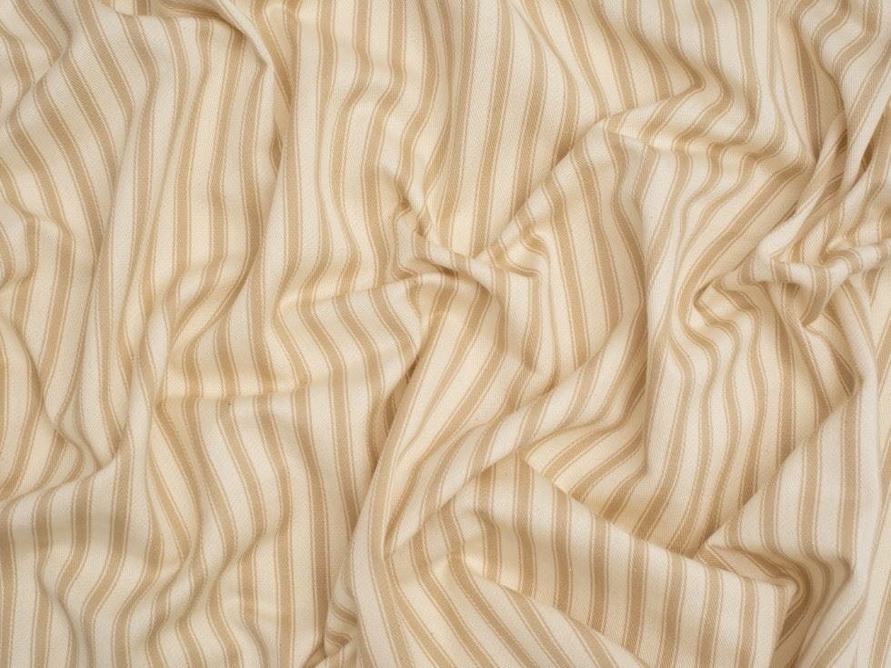 Minerva Beige Core Range Ticking Stripe Canvas Fabric - Stripes Design Dressmaking Fabric, 137 Cm / 54" Wide - Per Metre