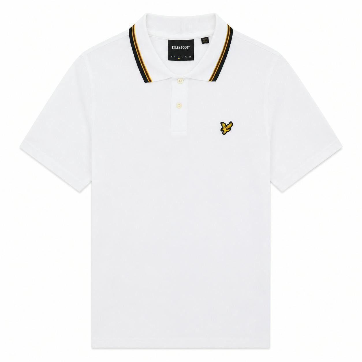 Lyle & Scott White Tipped Track Polo Shirt - M
