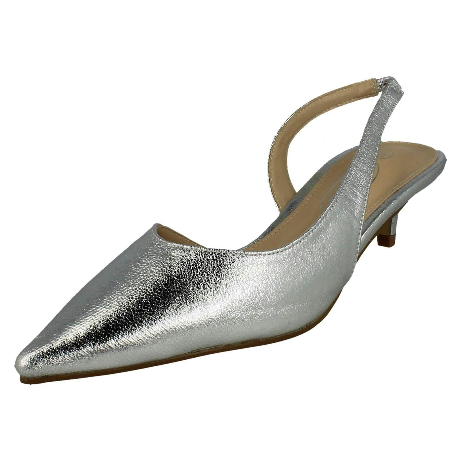 Spot On Women's Silver Slip On Evening Shoes F00490 - Uk 7