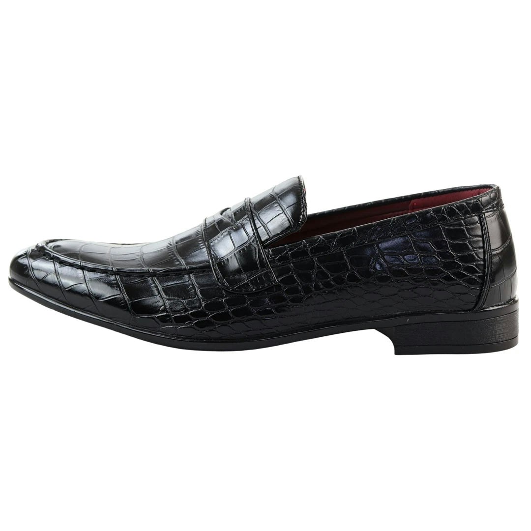 Elong Men's Black Slip On Formal Loafers - Uk 6