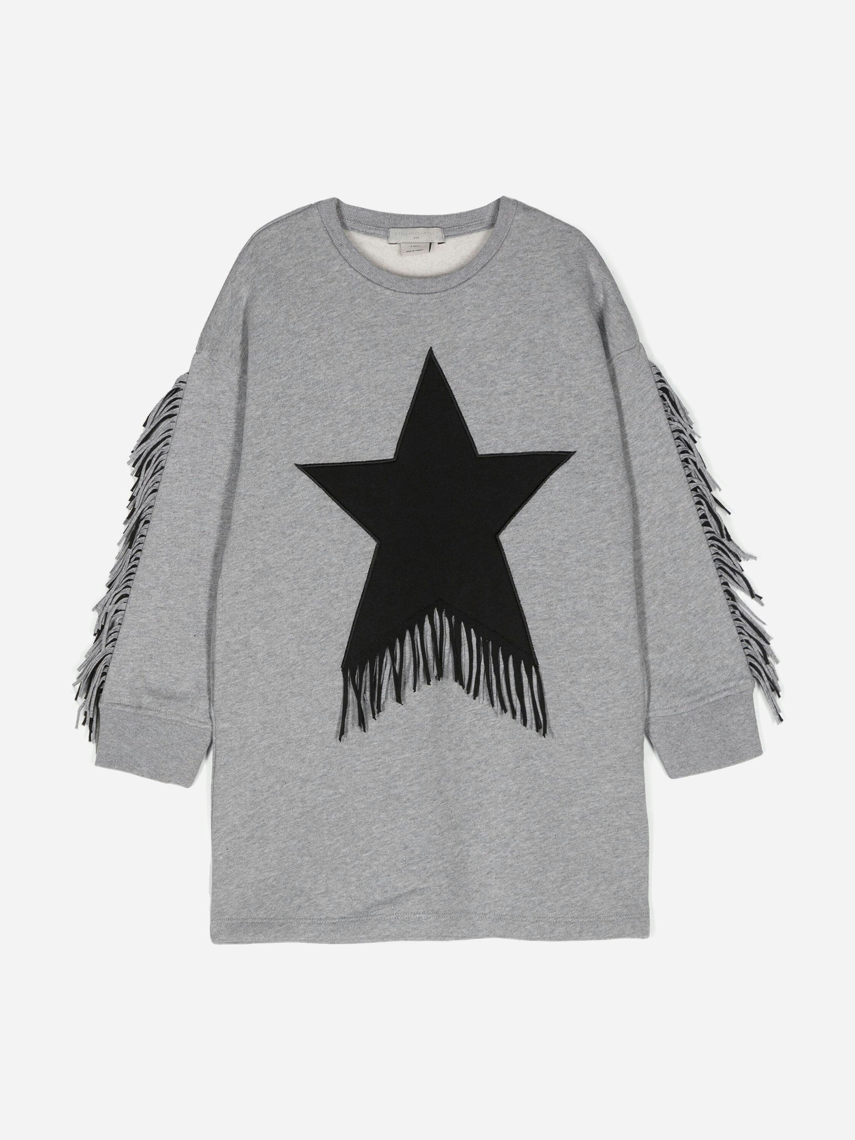 Stella Mccartney Kids Girls Grey Stella Mccartney Tassel Star Sweater Dress In - 14 Yrs