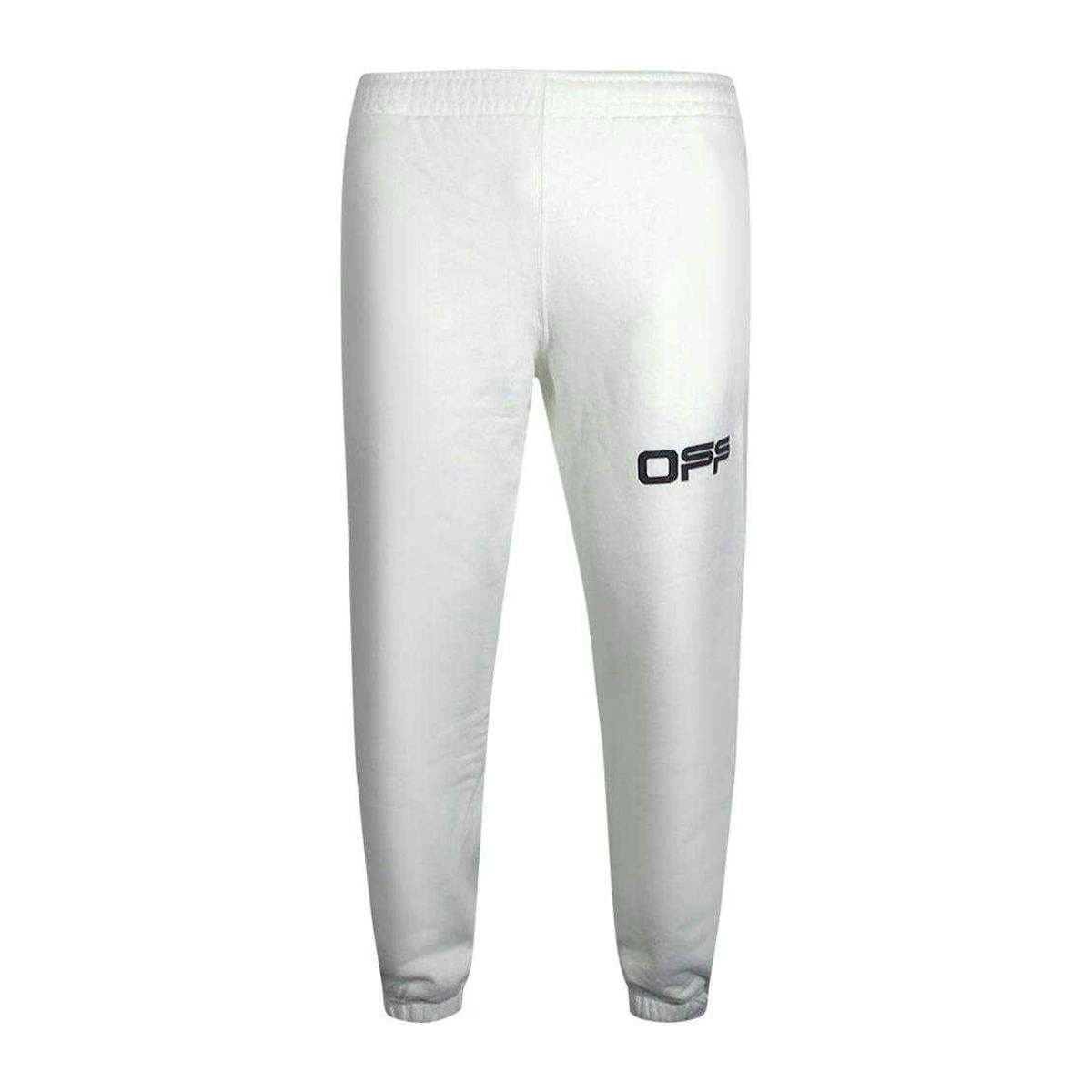 Off-White Men's White Off- Airport Logo Taped Jogging Bottoms - L - 100% Cotton
