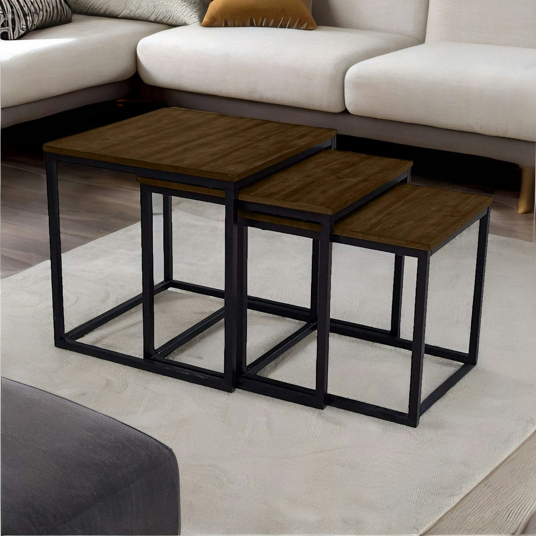 Rafaelo Mobilia Dark 3 Nest Of Tables Wood
