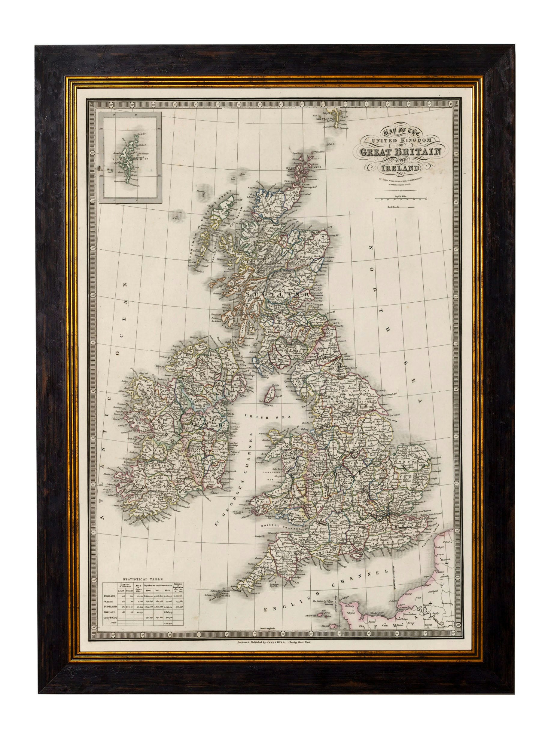 Exceptional Art C.1838 Map Of The British Isles - 50 X 70Cm - Oxford Slim