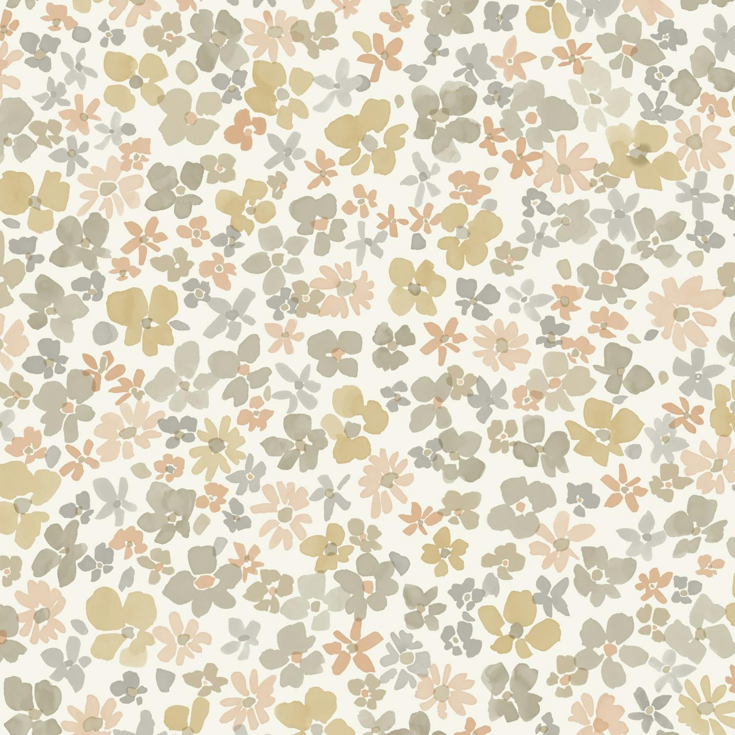 Grandeco Beige Veronica Ditsy Daisy Floral Nursery Textured Wallpaper, Ochre