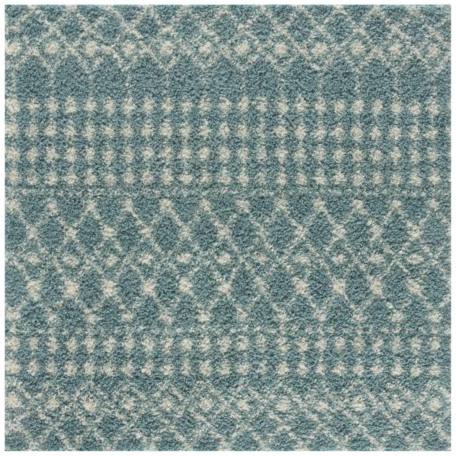 The Rugs Blue Moroccan Duck Egg Shaggy Rug | 1050 - 120X120 Cm