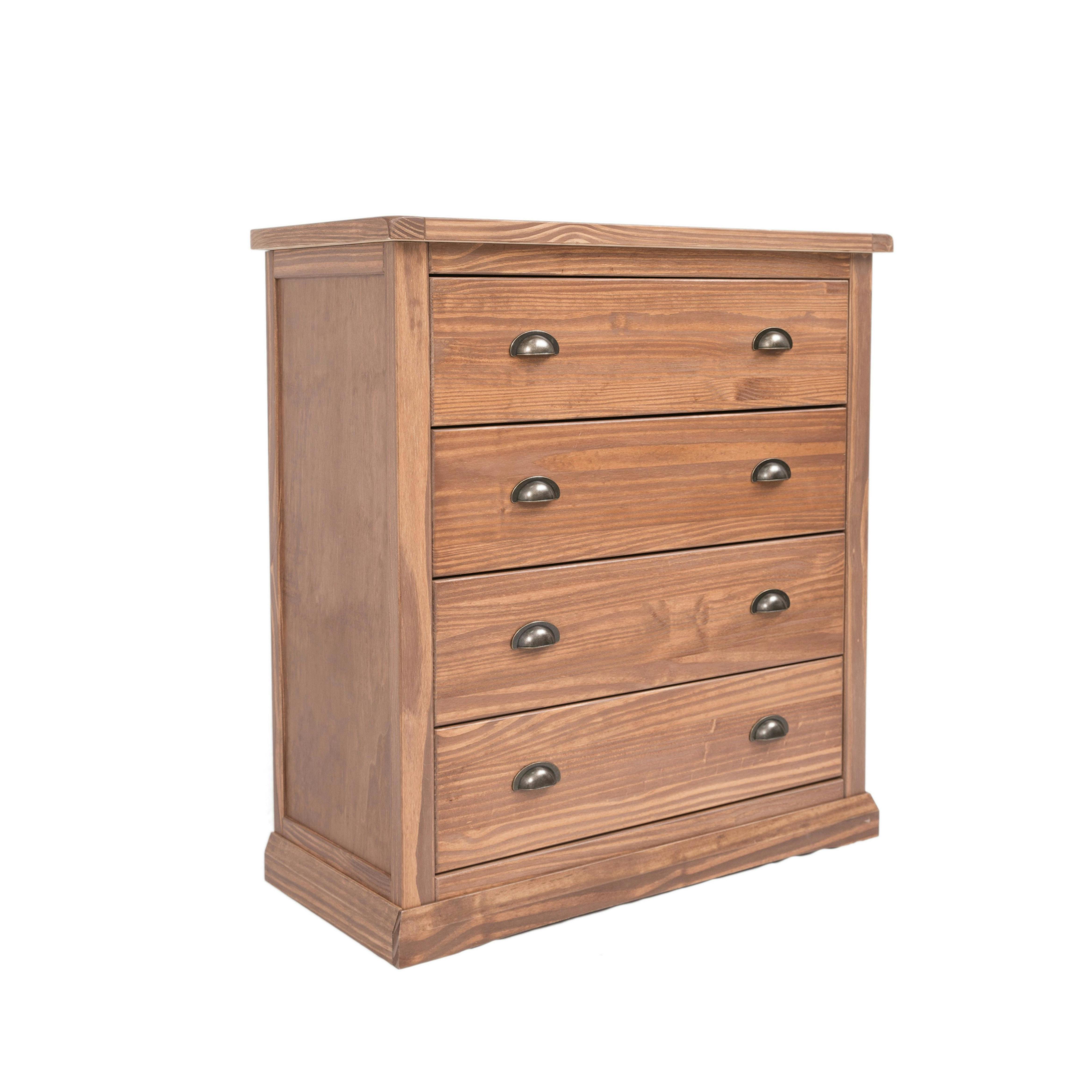 Rackhams Brown Tirolo 4 Drawer Chest Of Drawers Brass Cup Handle
