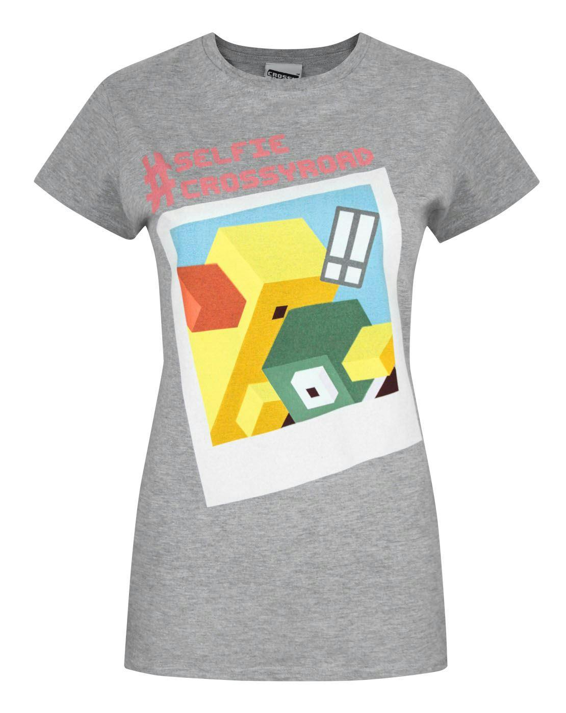 Vanilla Underground Women's Grey Crossy Road Selfie Short Sleeved T-Shirt - Large