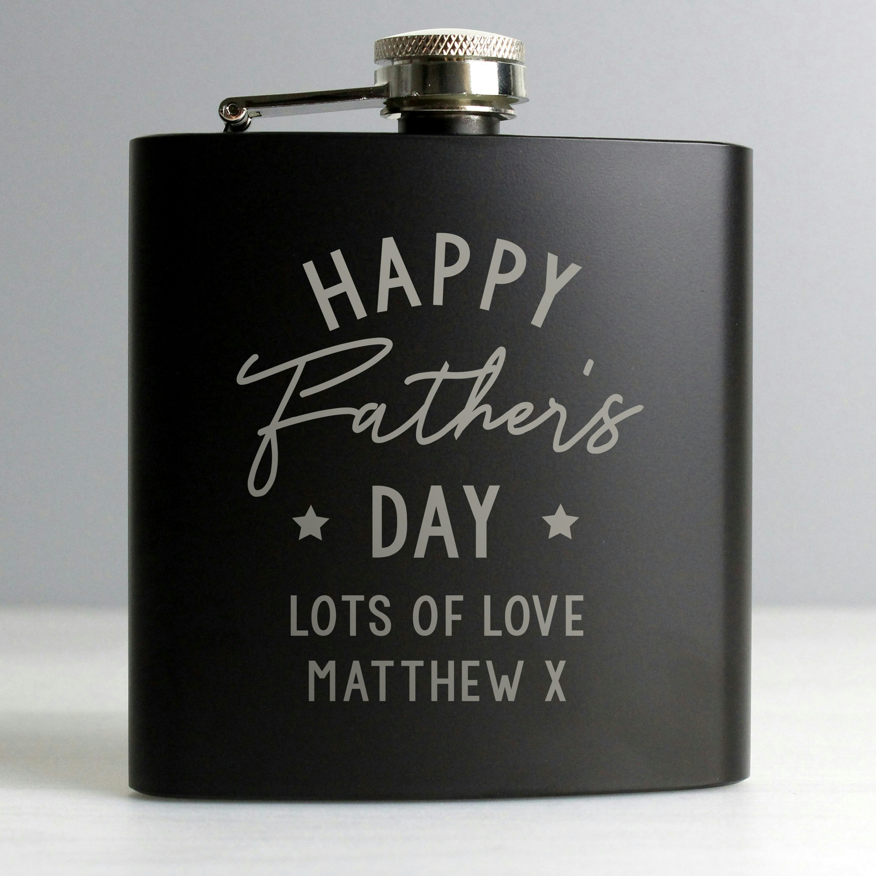 Rackhams Black Personalised Father's Day Hip Flask