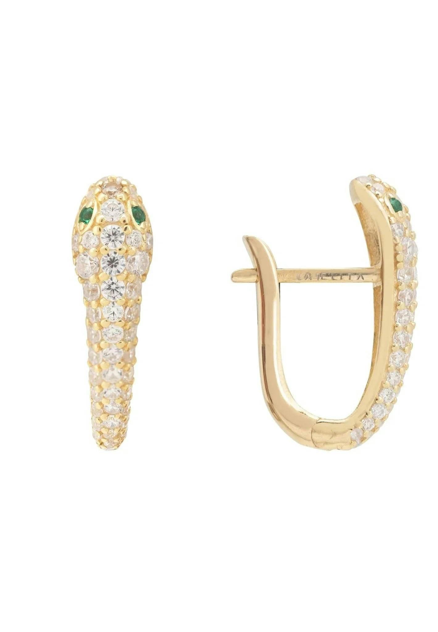 Latelita Gold Snake Huggie Hoops